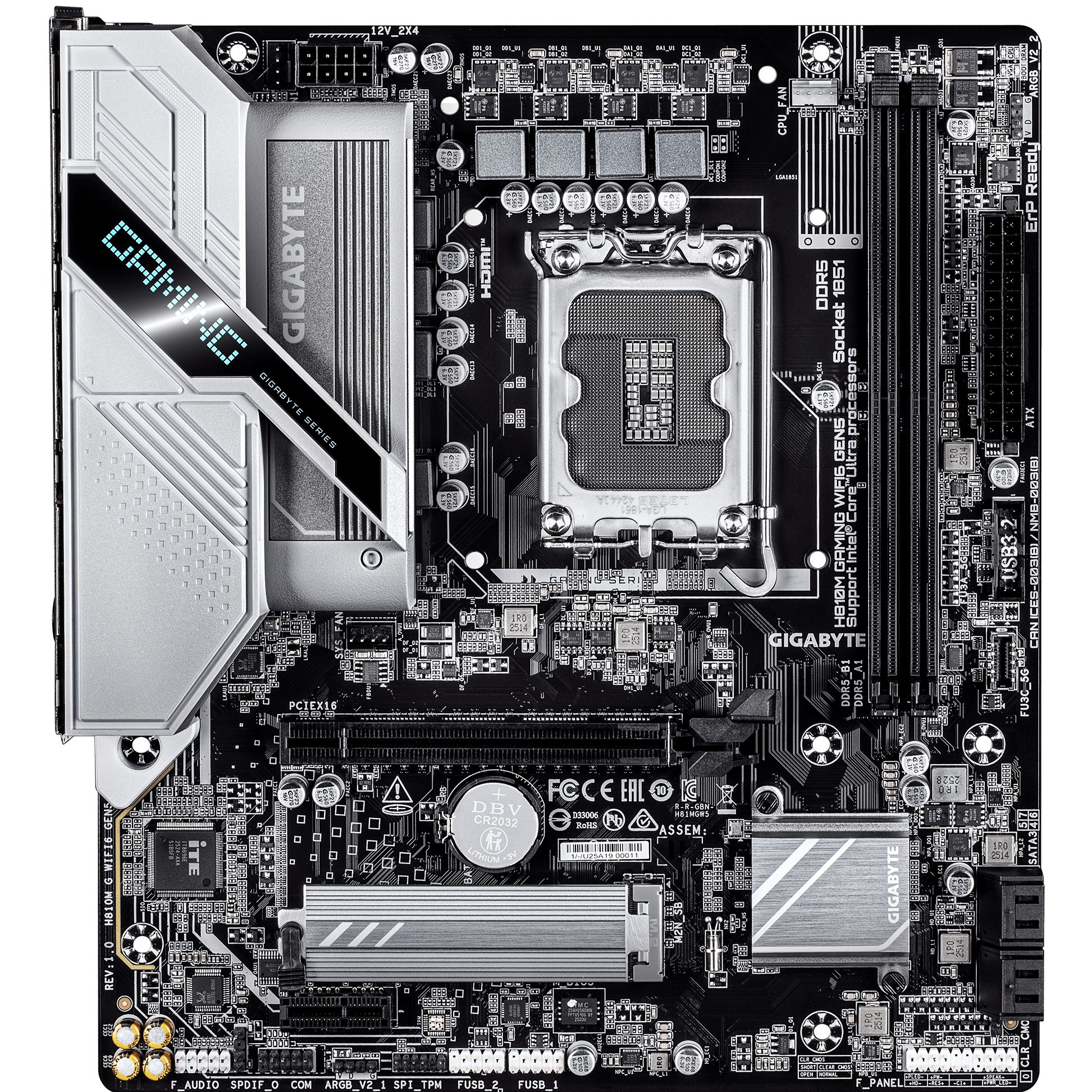 A large main feature product image of Gigabyte H810M GAMING WiFi6 GEN5 LGA1851 mATX Desktop Motherboard