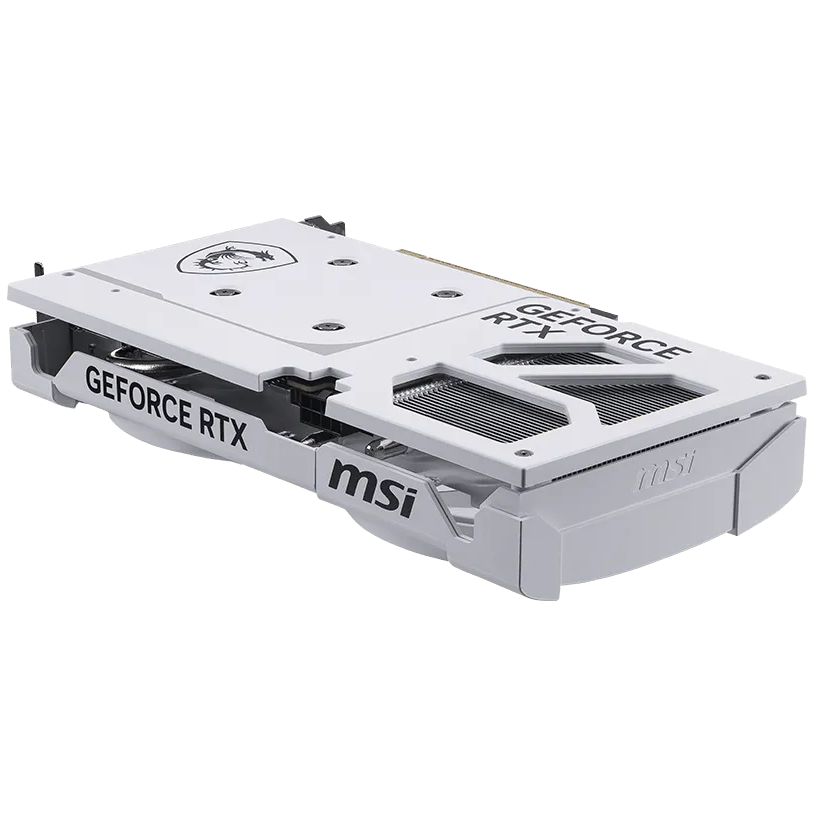 A large main feature product image of MSI GeForce RTX 5060 Ti 8GB GDDR7 VENTUS 2X OC PLUS (White)