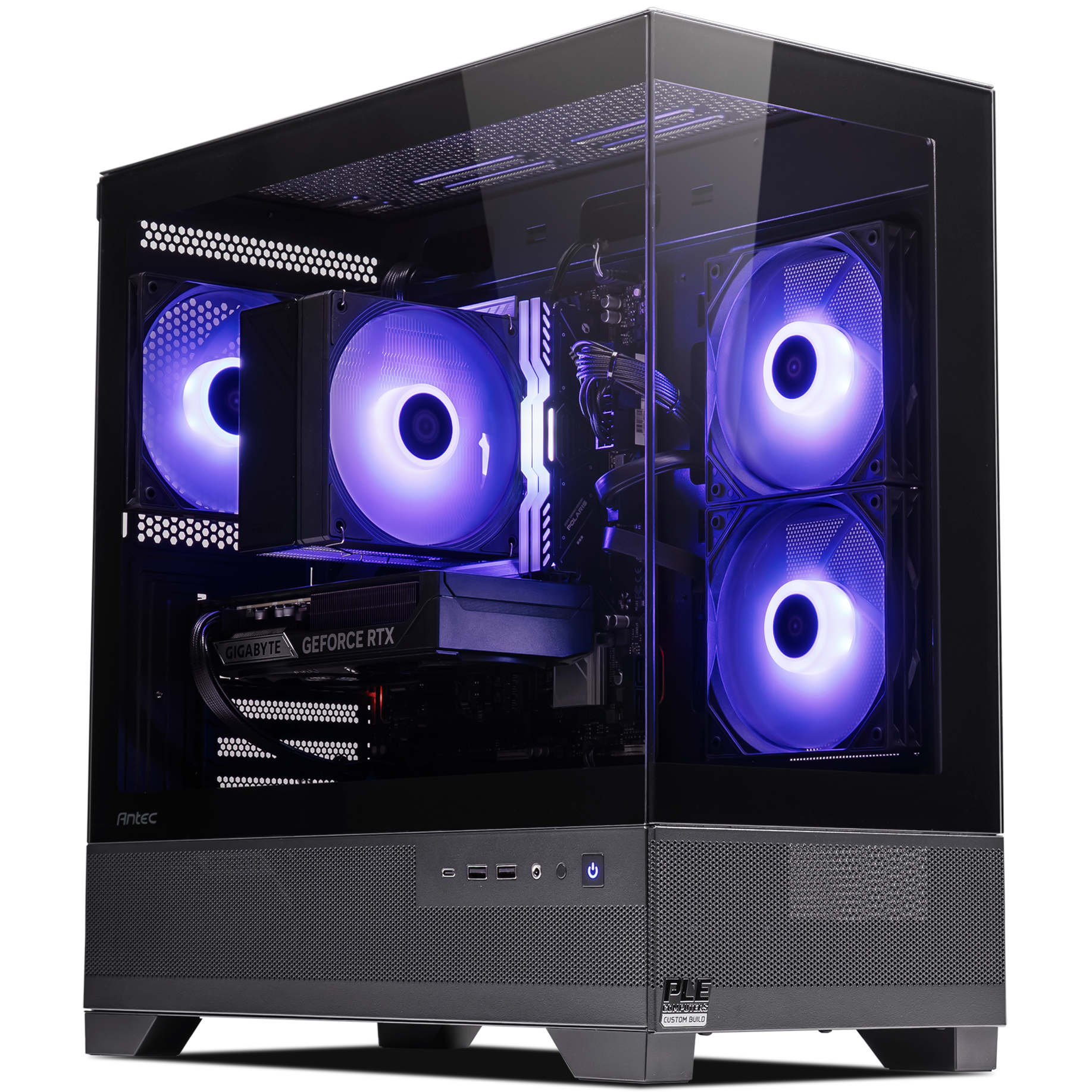 A large main feature product image of PLE Vector RTX 5060 Ti Prebuilt Ready To Go Gaming PC