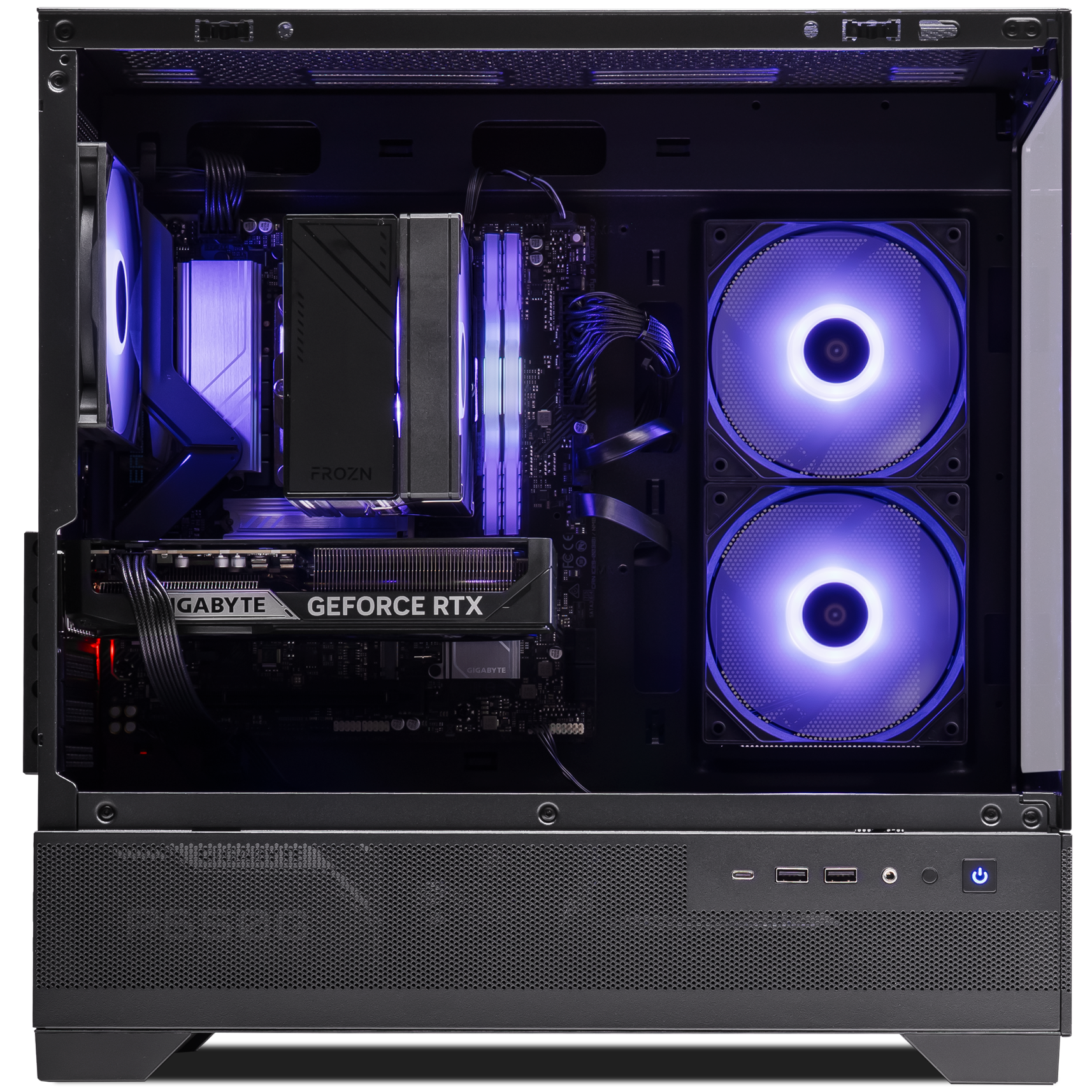 A large main feature product image of PLE Vector RTX 5060 Ti Prebuilt Ready To Go Gaming PC
