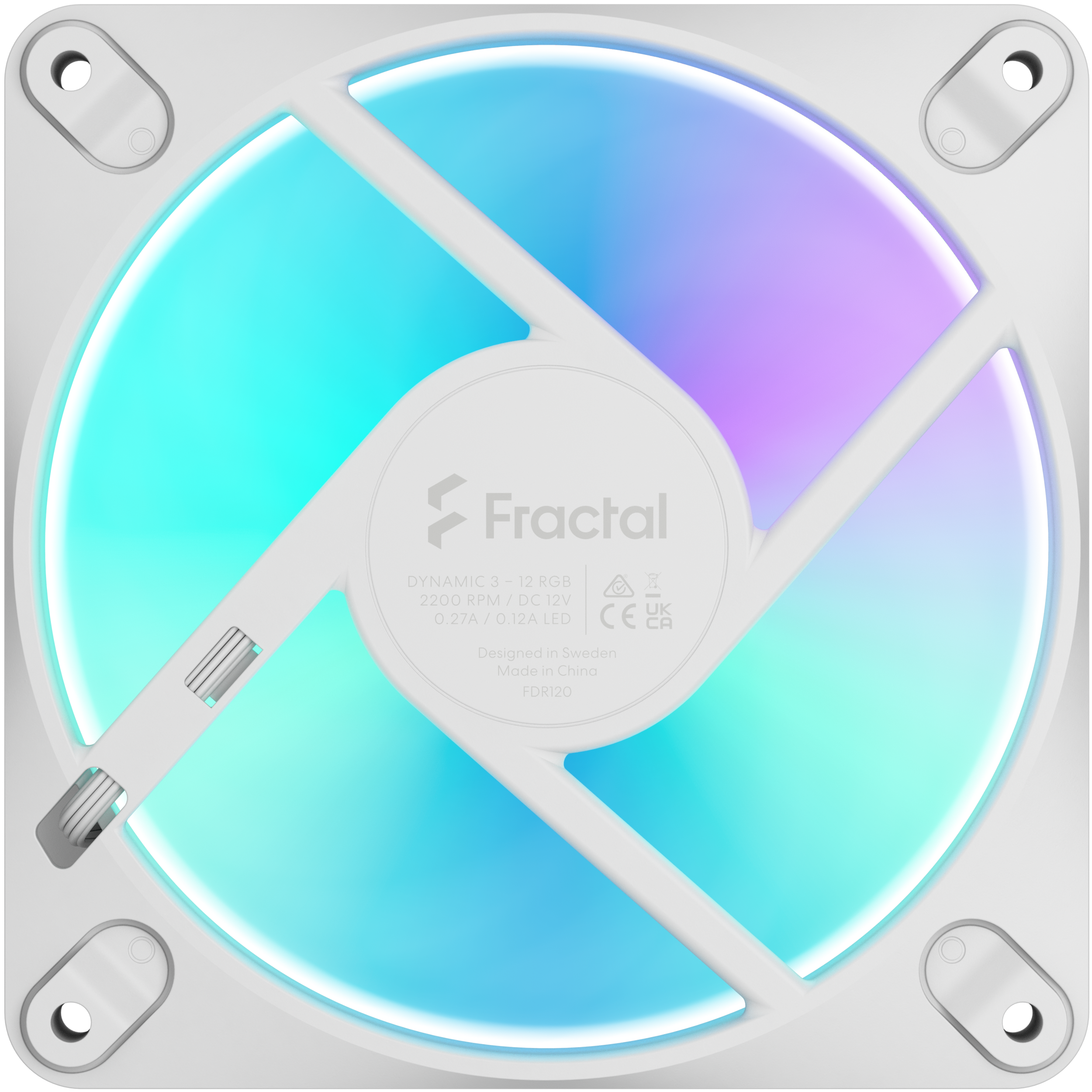 A large main feature product image of Fractal Design Dynamic 3 120mm ARGB PWM Fan (White)