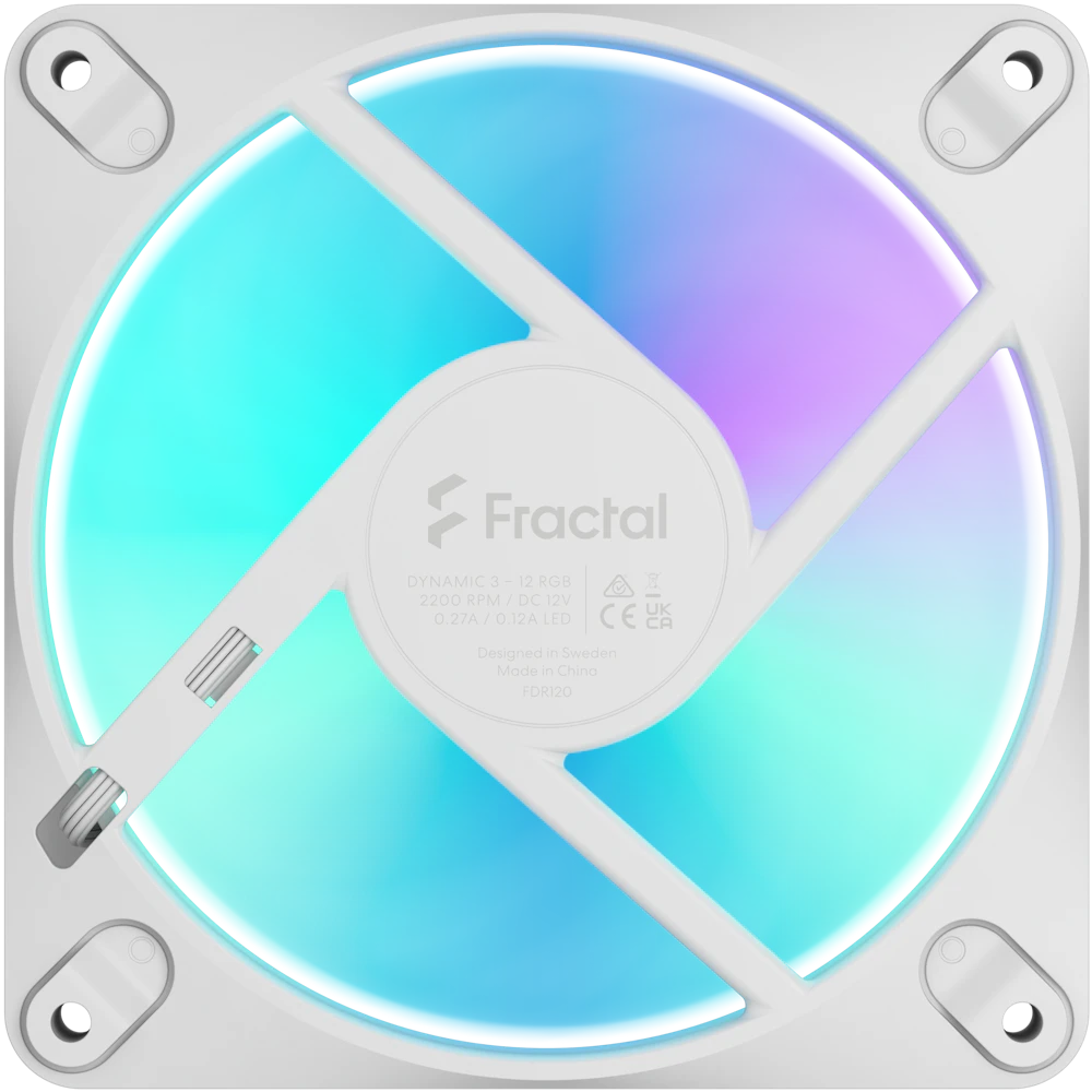 A large main feature product image of Fractal Design Dynamic 3 120mm ARGB PWM Fan (White)