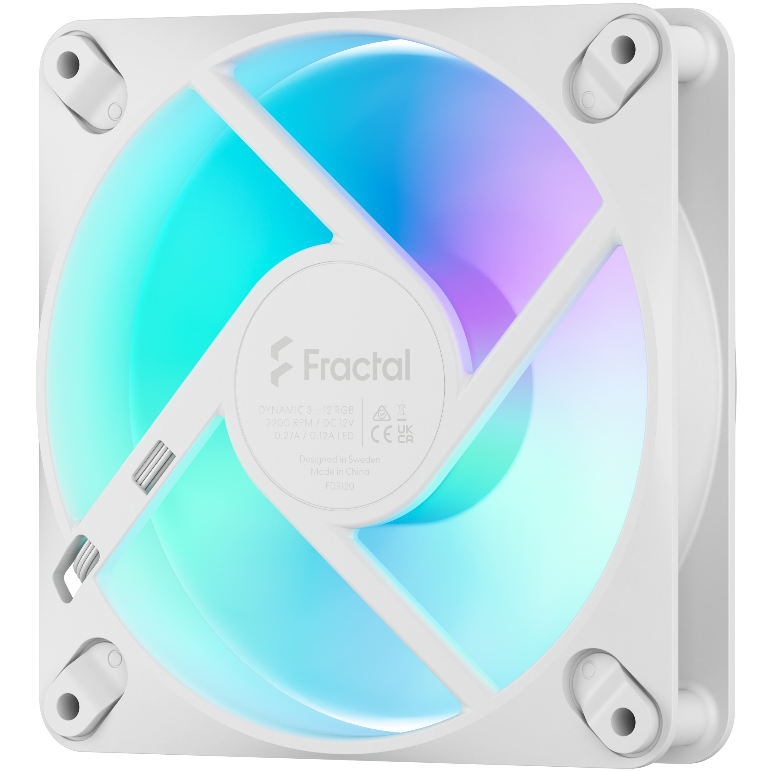 A large main feature product image of Fractal Design Dynamic 3 120mm ARGB PWM Fan (White)