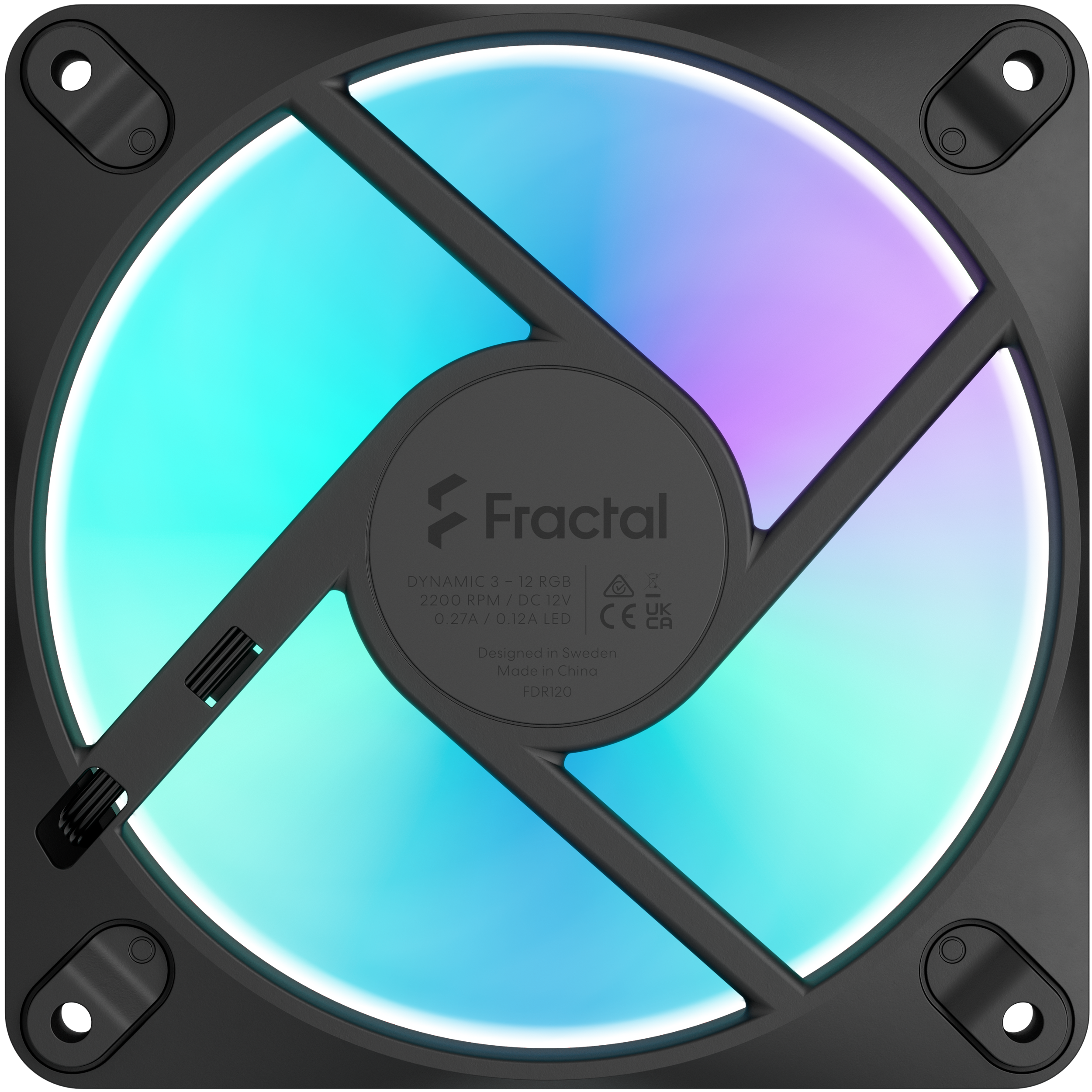 A large main feature product image of Fractal Design Dynamic 3 120mm ARGB PWM Fan (Black)