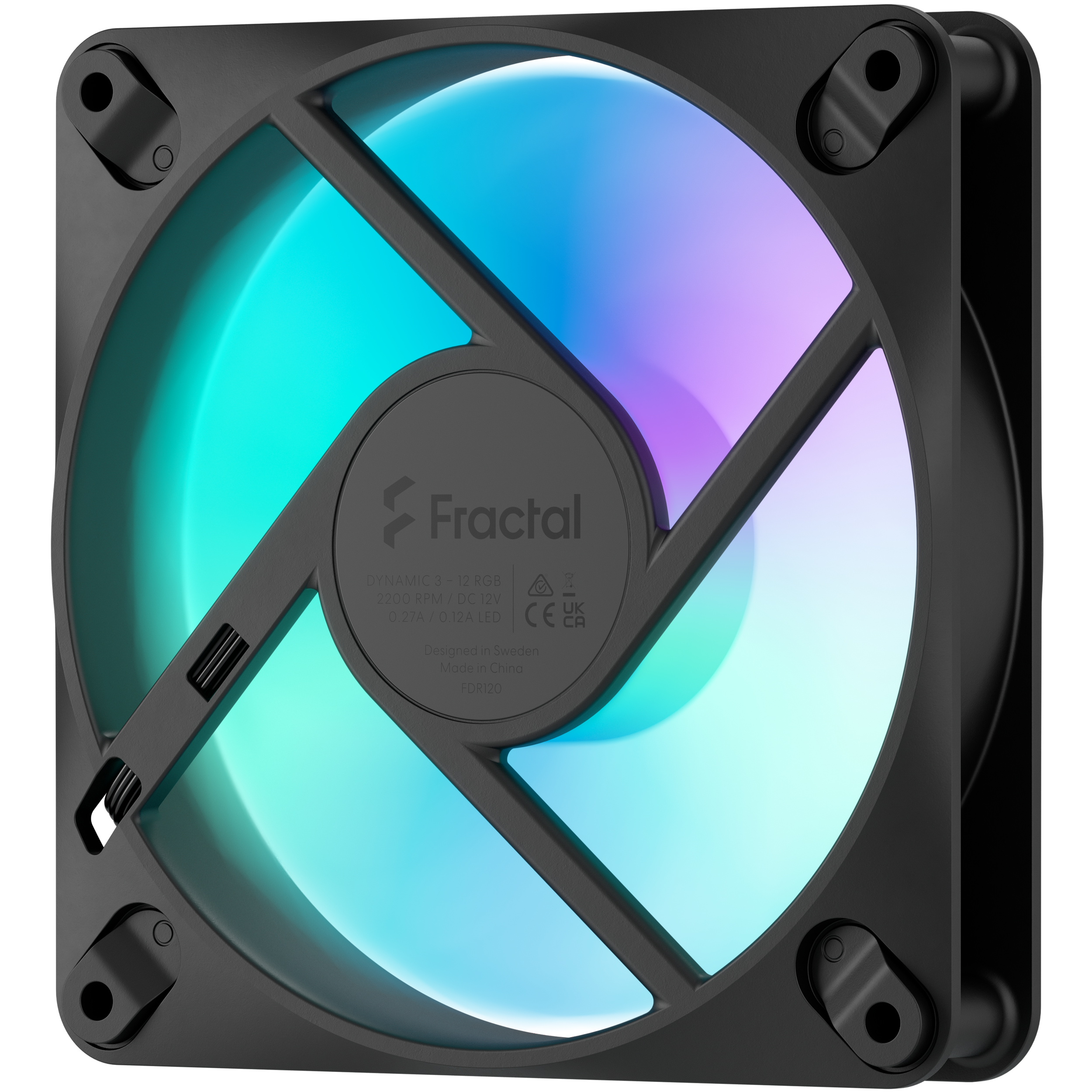 A large main feature product image of Fractal Design Dynamic 3 120mm ARGB PWM Fan 3-Pack (Black)