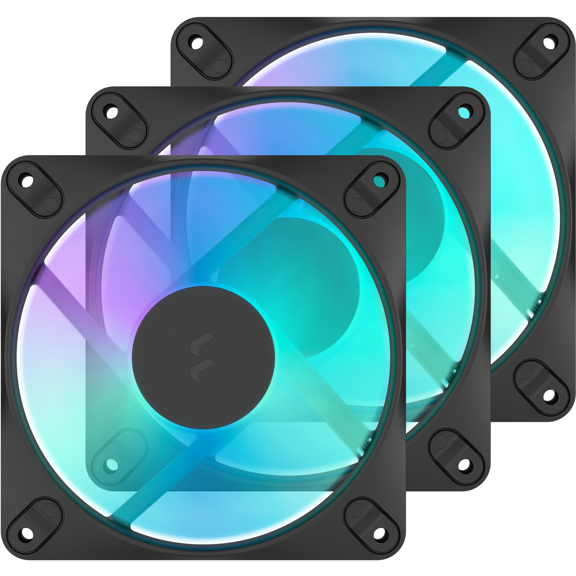 A large main feature product image of Fractal Design Dynamic 3 120mm ARGB PWM Fan 3-Pack (Black)