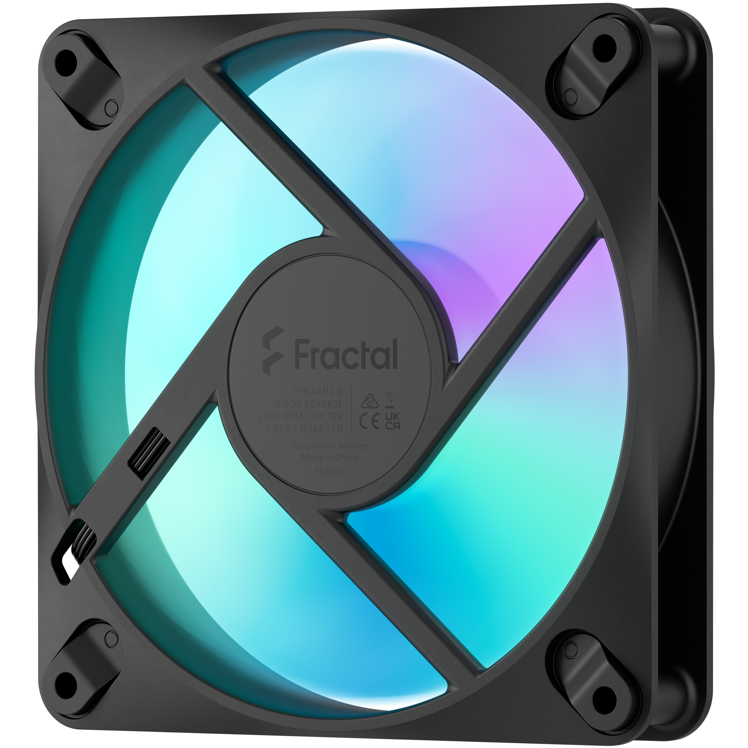 A large main feature product image of Fractal Design Dynamic 3 120mm ARGB PWM Reverse Blade Fan (Black)