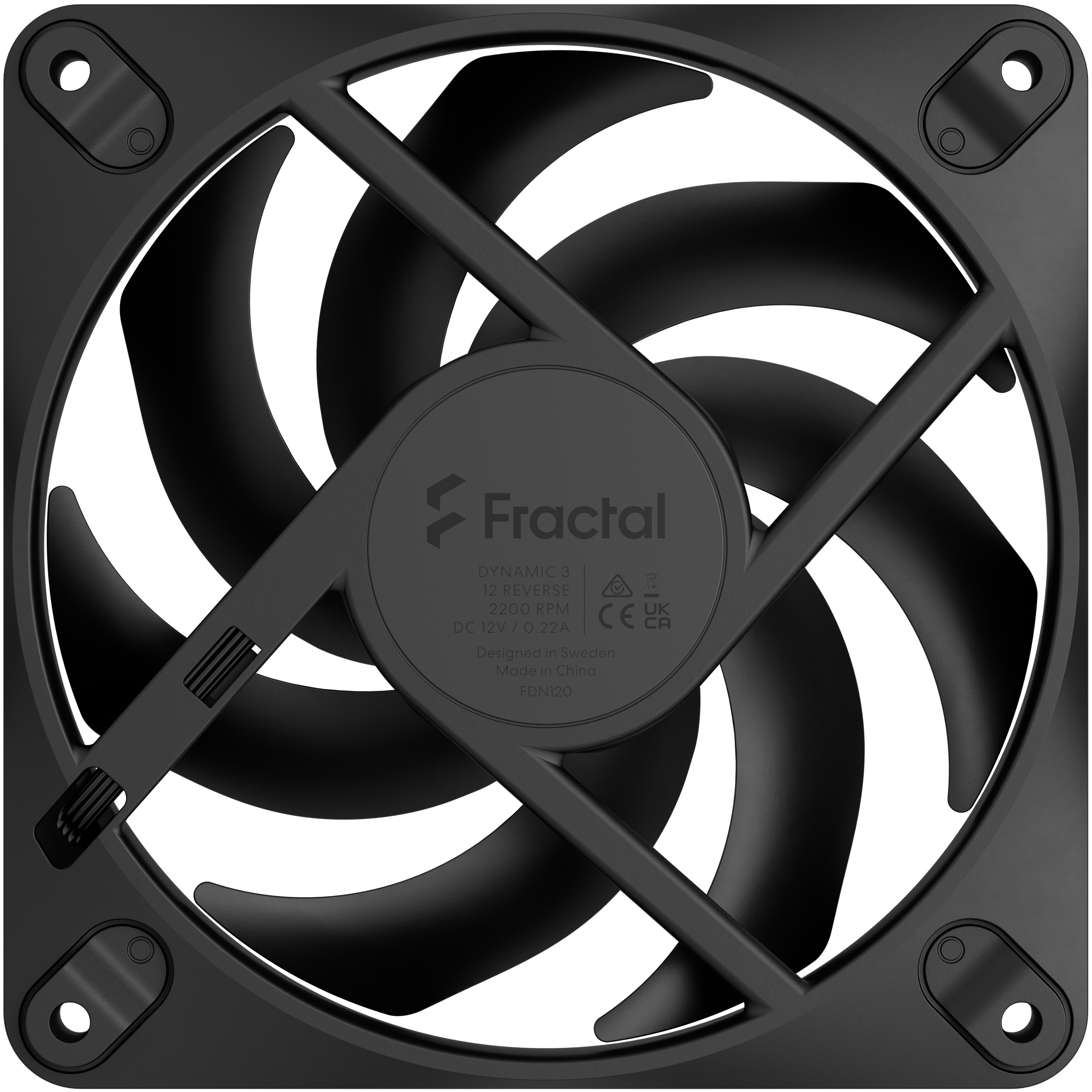 A large main feature product image of Fractal Design Dynamic 3 120mm PWM Reverse Blade Fan (Black)