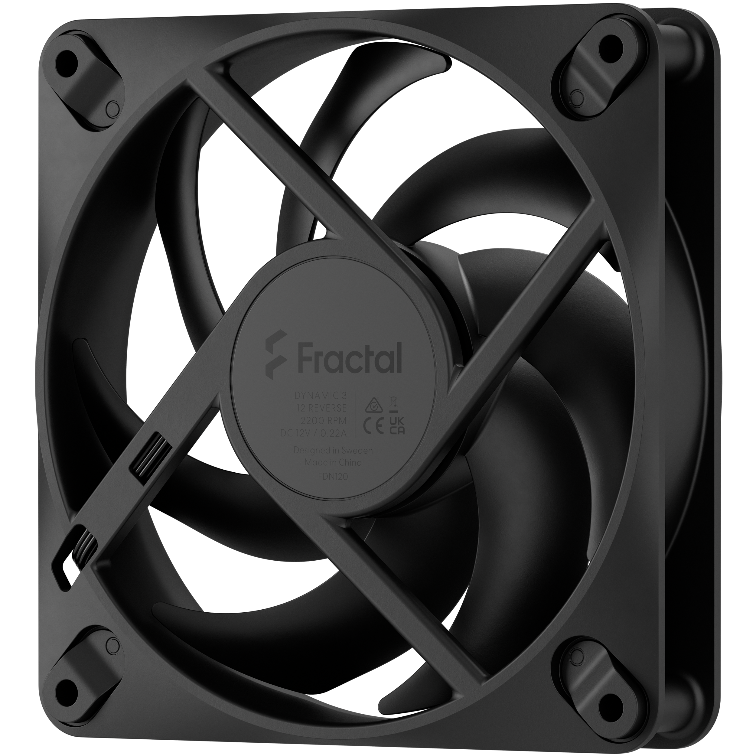 A large main feature product image of Fractal Design Dynamic 3 120mm PWM Reverse Blade Fan (Black)