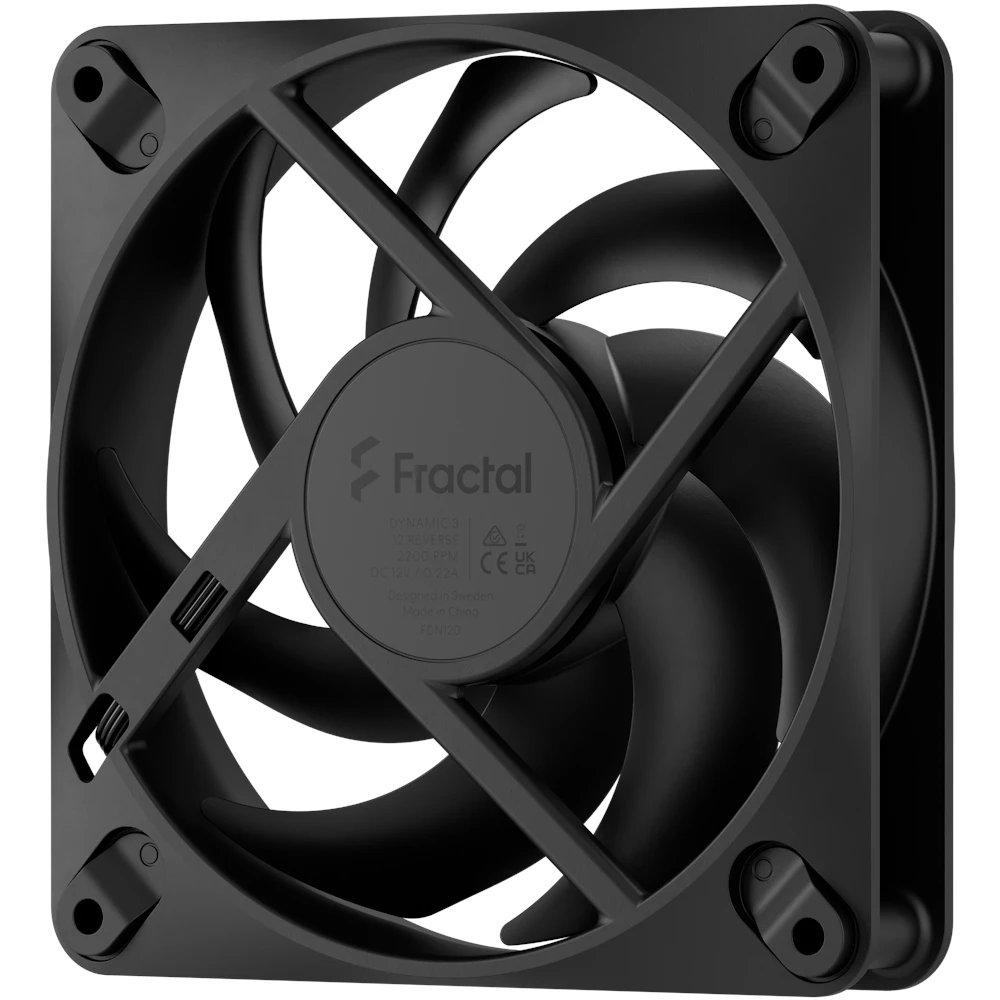 A large main feature product image of Fractal Design Dynamic 3 120mm PWM Reverse Blade Fan (Black)