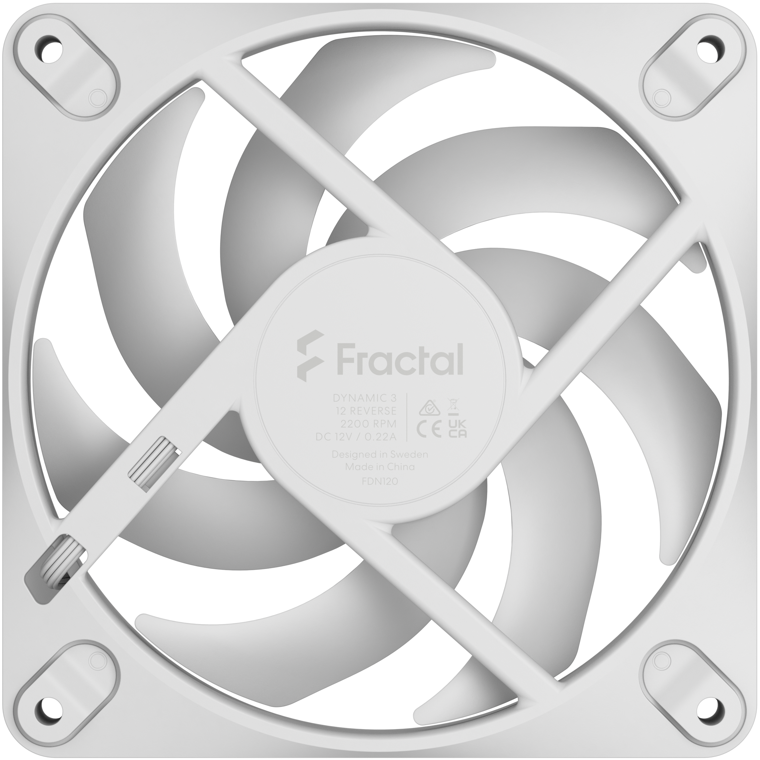 A large main feature product image of Fractal Design Dynamic 3 120mm PWM Reverse Blade Fan (White)