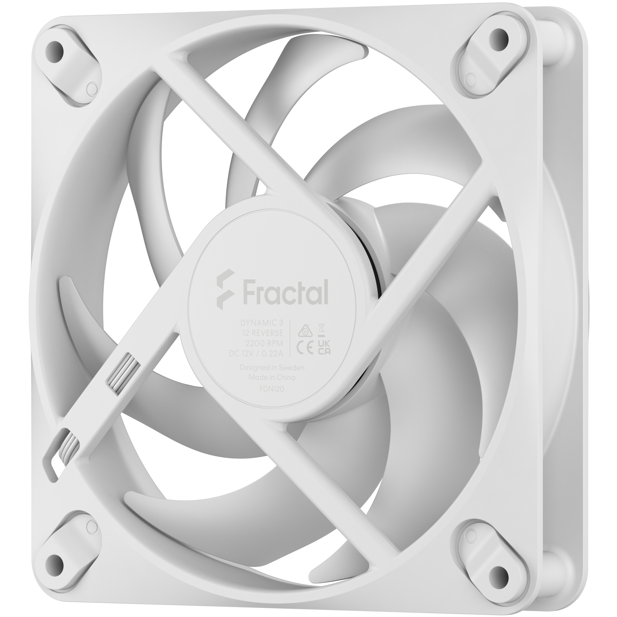 A large main feature product image of Fractal Design Dynamic 3 120mm PWM Reverse Blade Fan (White)