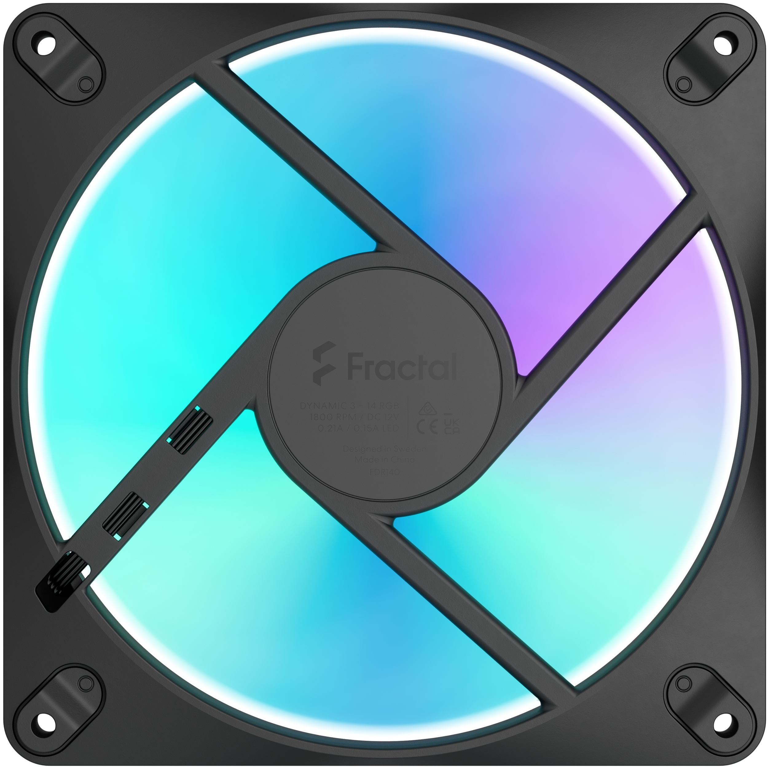 A large main feature product image of Fractal Design Dynamic 3 140mm ARGB PWM Fan (Black)