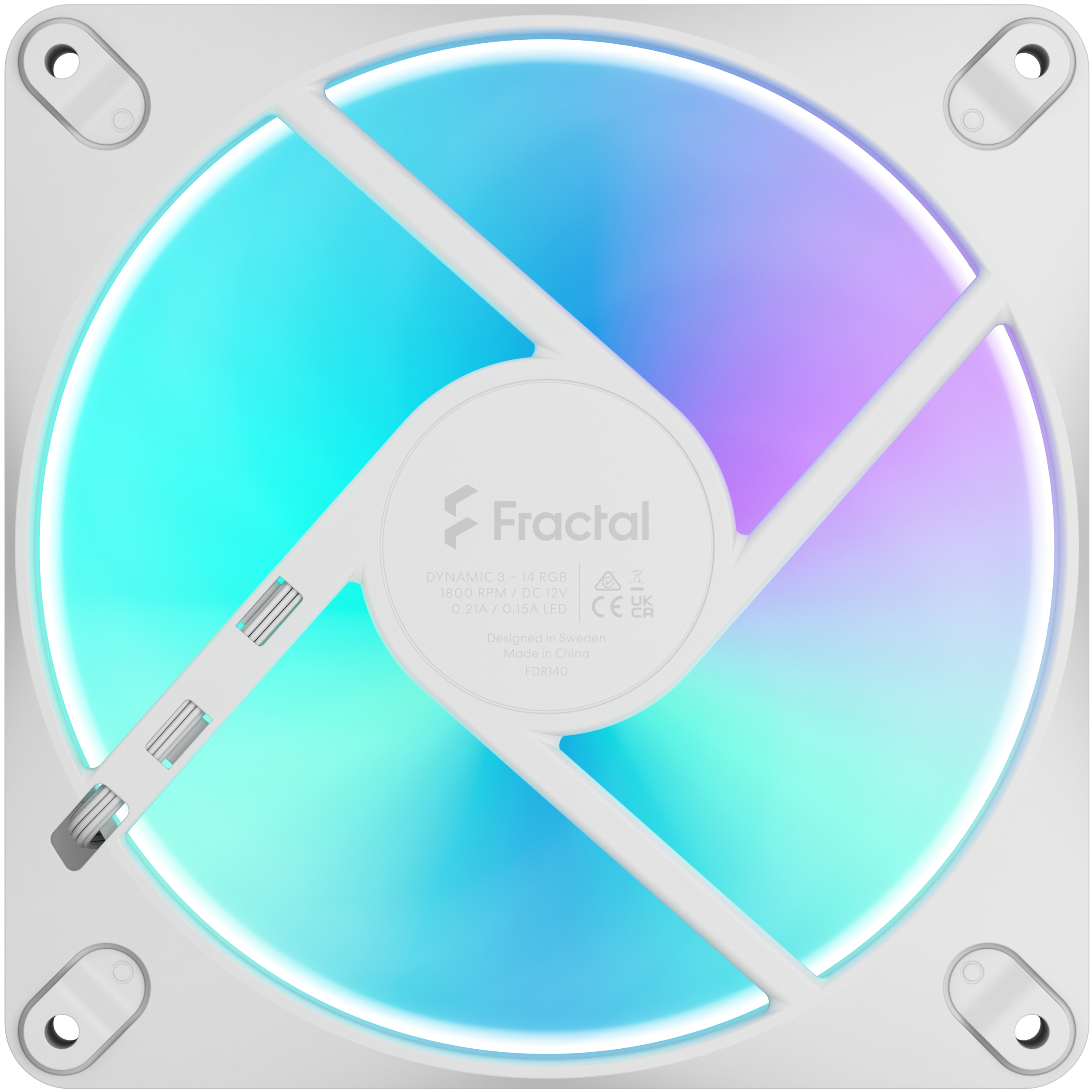 A large main feature product image of Fractal Design Dynamic 3 140mm ARGB PWM Fan (White)