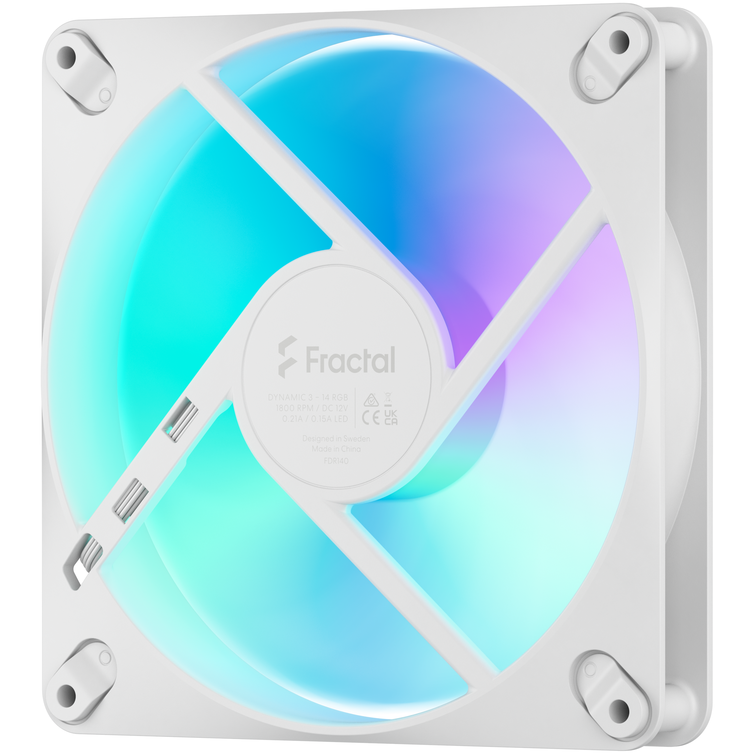 A large main feature product image of Fractal Design Dynamic 3 140mm ARGB PWM Fan (White)