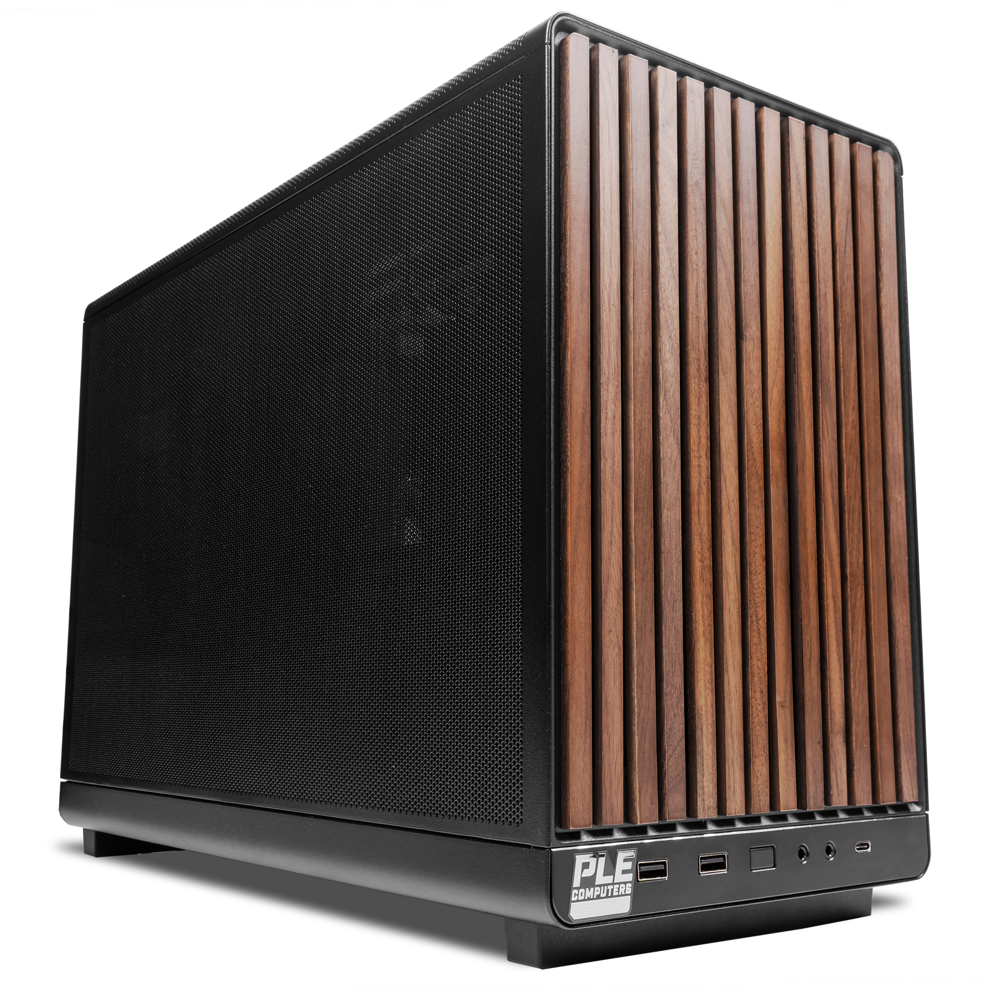 A large main feature product image of EX-DEMO PLE Studio Mini RTX 5080 Prebuilt Ready To Go Creator PC
