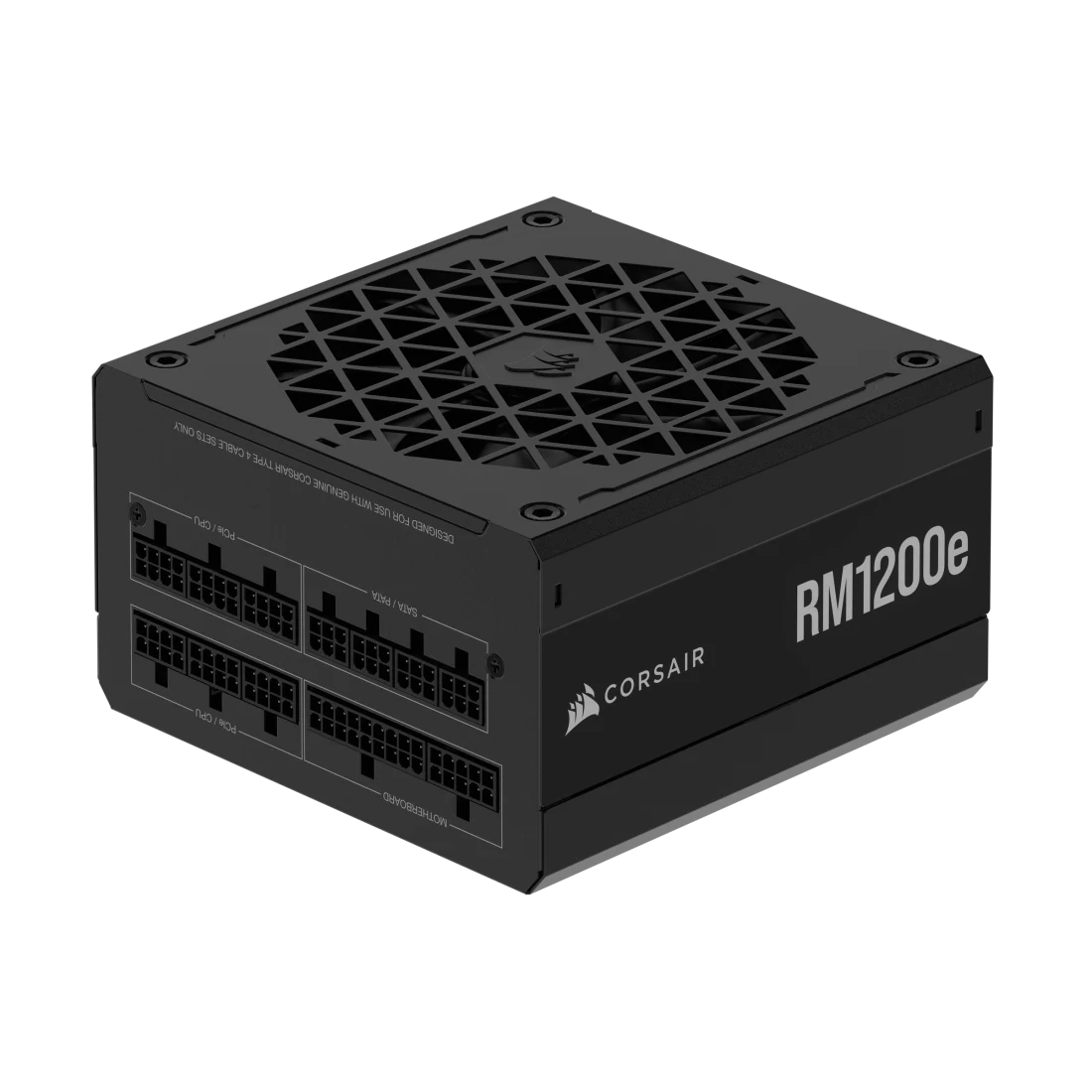 A large main feature product image of EX-DEMO Corsair RM1200e - 1200W Gold ATX 3.1 Modular PSU