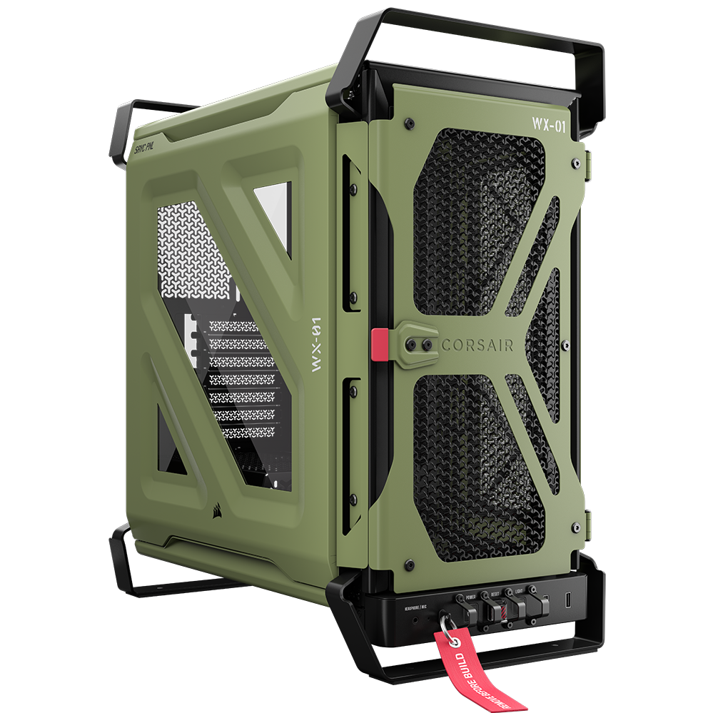 A large main feature product image of Corsair WARTHOG Performance Mid Tower Case (Military Green)
