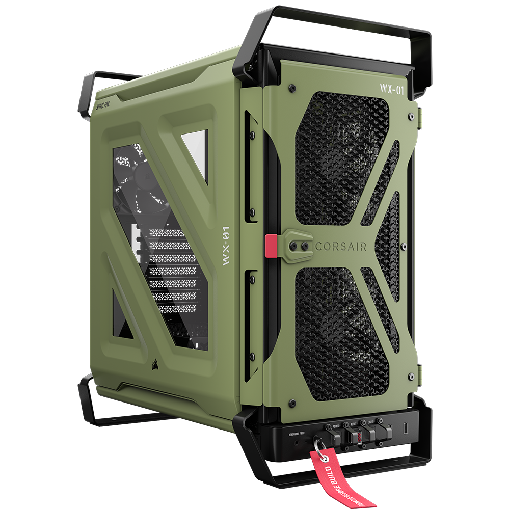 A large main feature product image of Corsair WARTHOG RS Performance Mid Tower Case (Military Green)