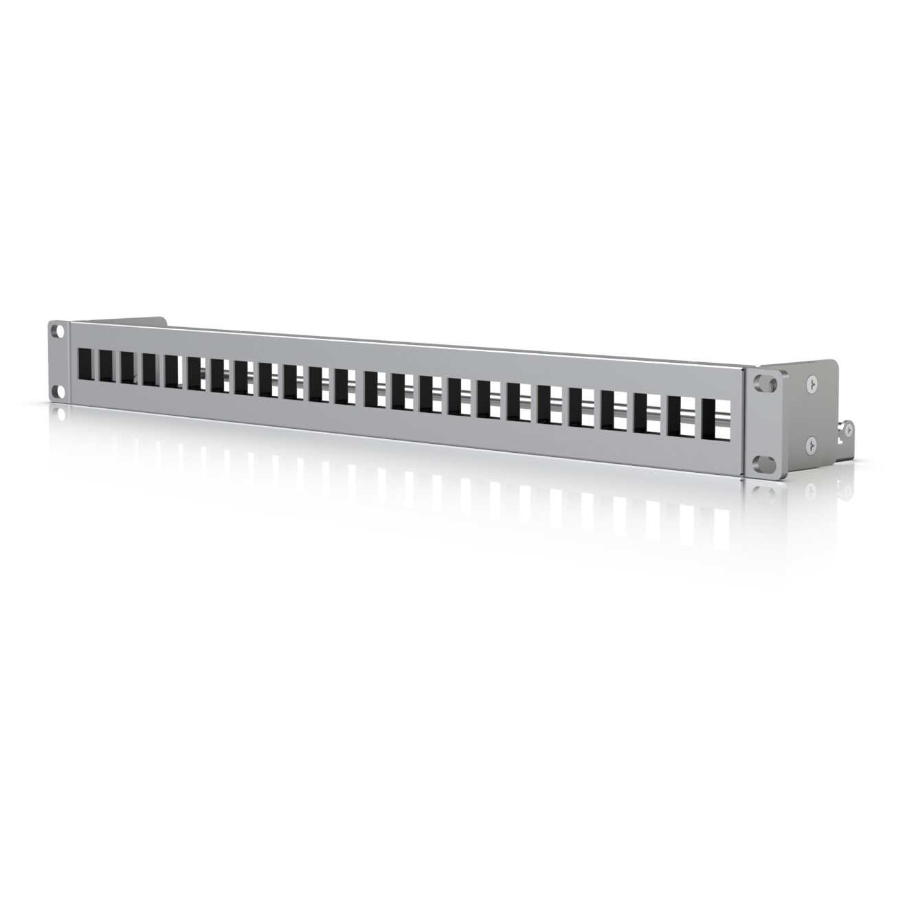 A large main feature product image of Ubiquiti UniFi 24-Port Blank Keystone Patch Panel