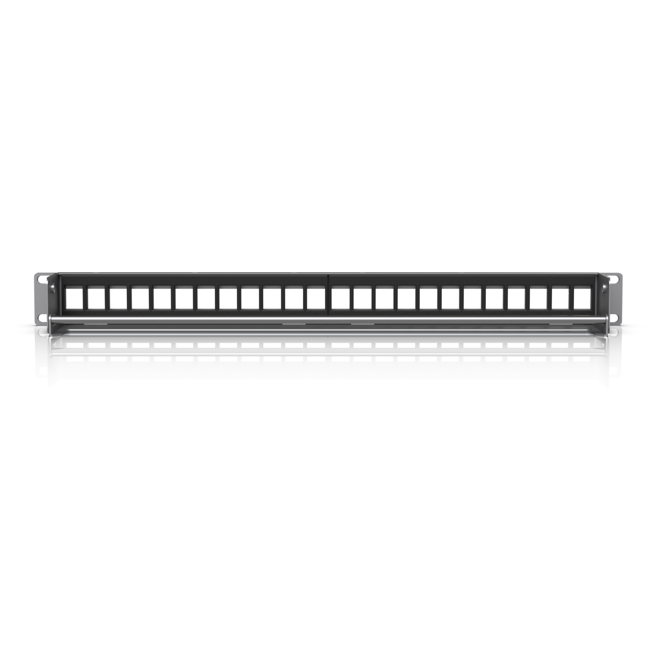 A large main feature product image of Ubiquiti UniFi 24-Port Blank Keystone Patch Panel