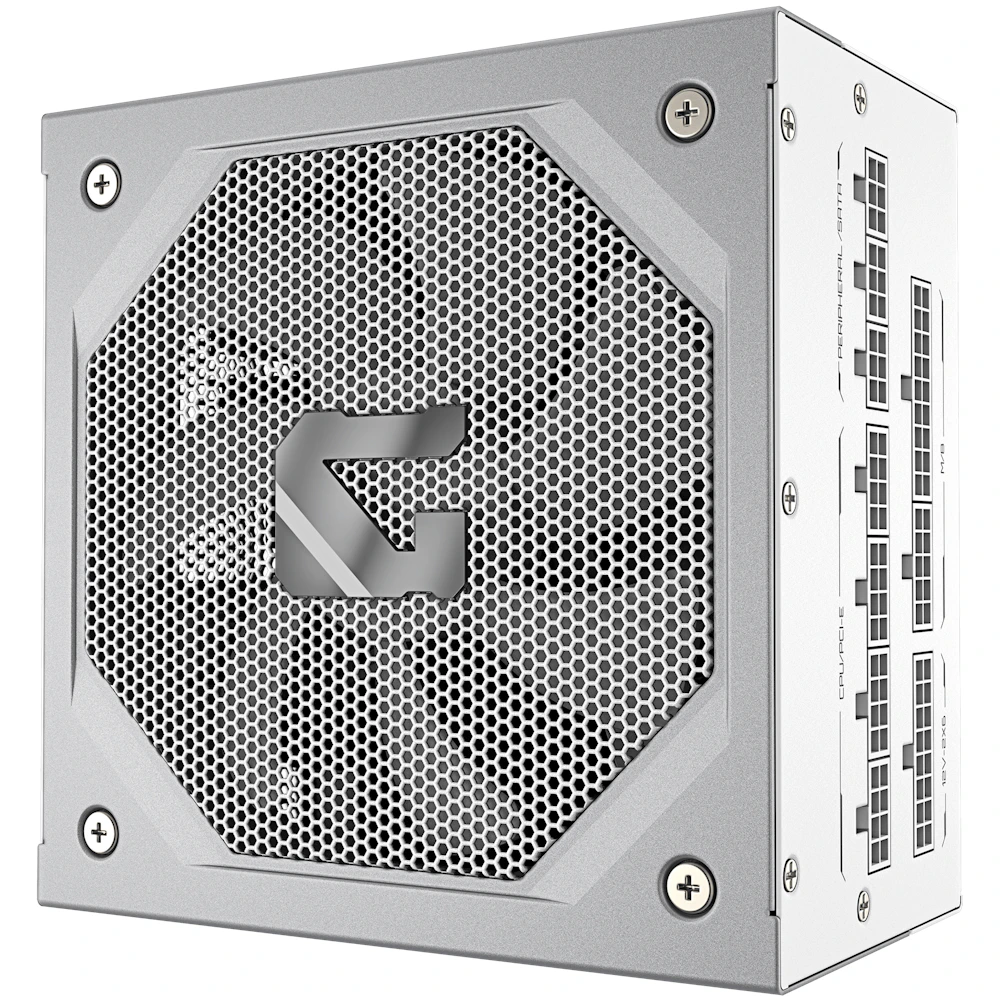 A large main feature product image of Gigabyte Gaming 800GM ICE PG5 850W Gold PCIe 5.1 ATX 3.1 Modular PSU - White