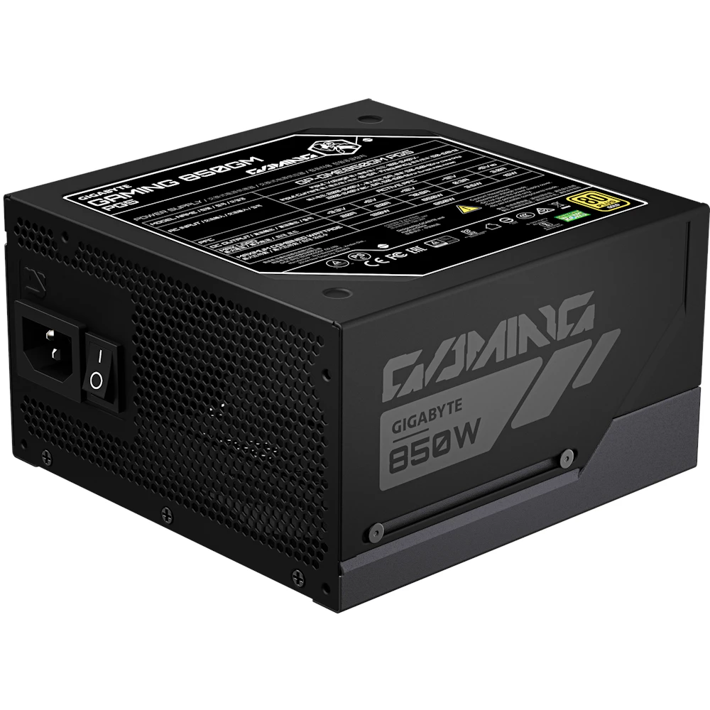 A large main feature product image of Gigabyte Gaming 800GM PG5 850W Gold PCIe 5.1 ATX 3.1 Modular PSU
