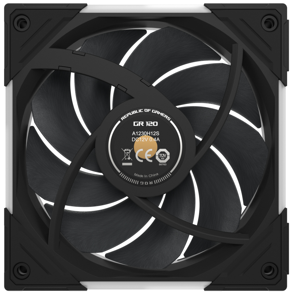A large main feature product image of ASUS ROG Eurux GR120 ARGB 120mm PWM Fan (Black)