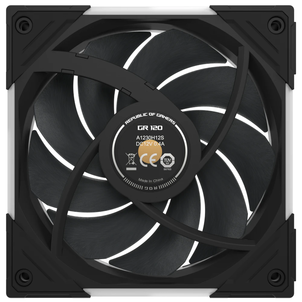 A large main feature product image of ASUS ROG Eurux GR120 ARGB 120mm PWM Fan (Black)
