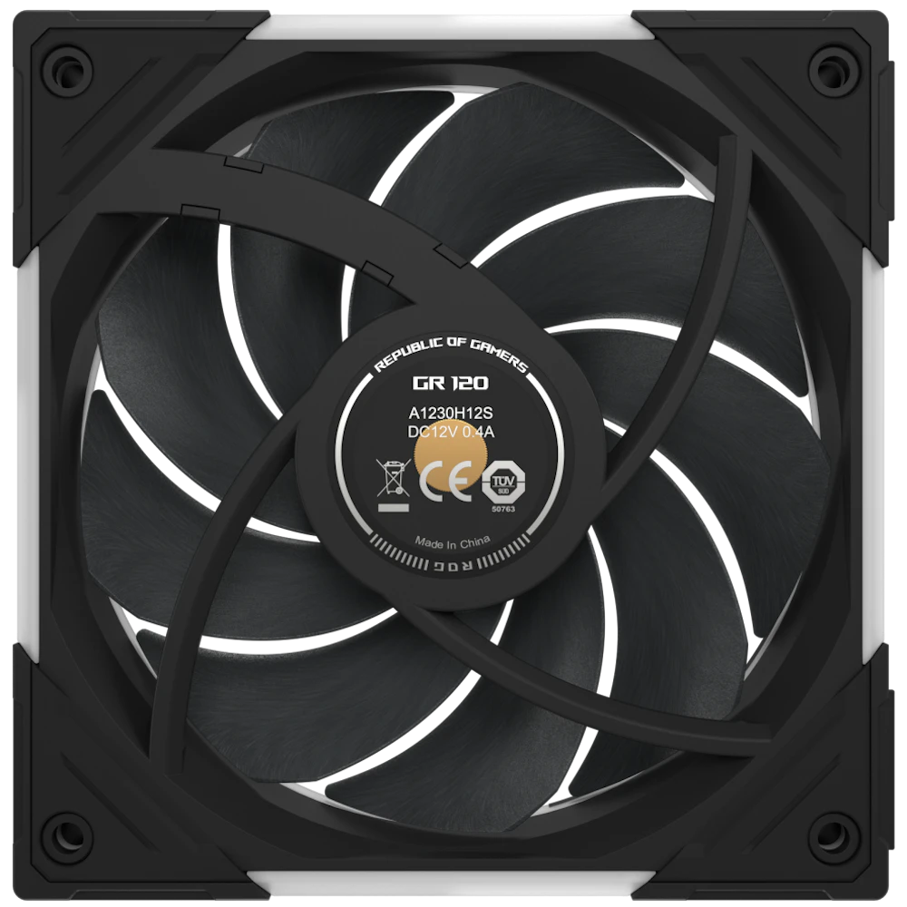 A large main feature product image of ASUS ROG Eurux GR120 ARGB 120mm PWM Fan (Black)