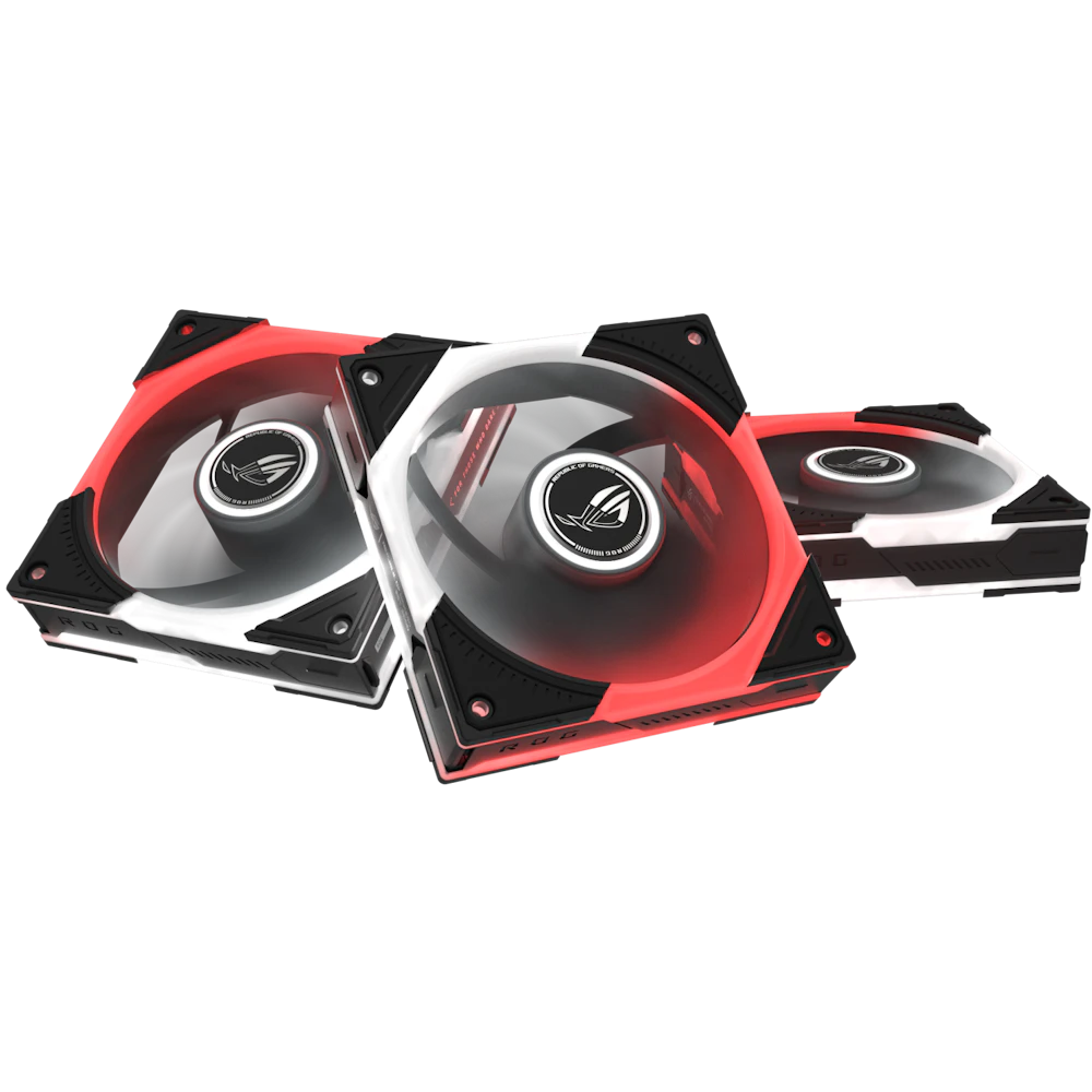 A large main feature product image of ASUS ROG Eurux GR120 ARGB 120mm PWM Fan 3-Pack (Black)