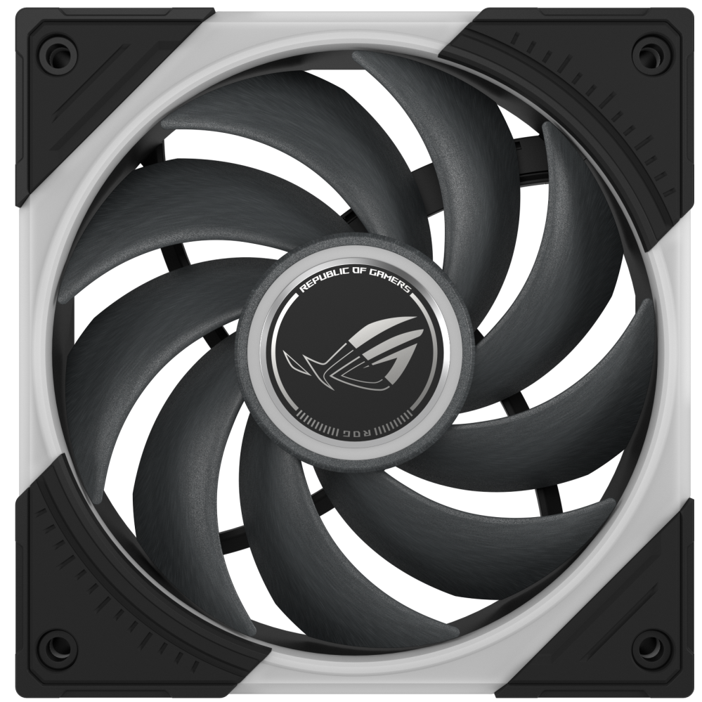 A large main feature product image of ASUS ROG Eurux GR120 ARGB 120mm PWM Fan 3-Pack (Black)