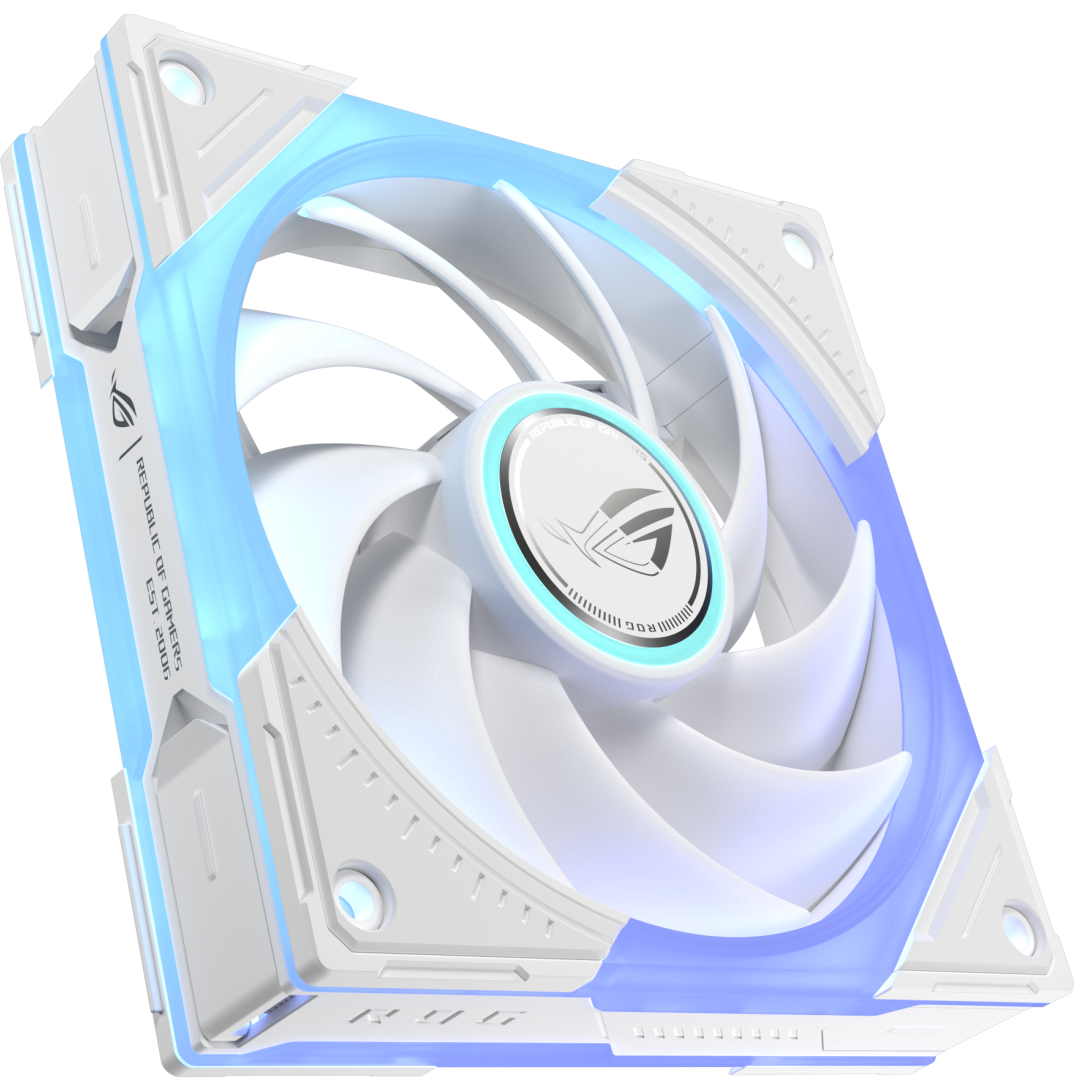 A large main feature product image of ASUS ROG Eurux GR120 ARGB 120mm PWM Fan (White)
