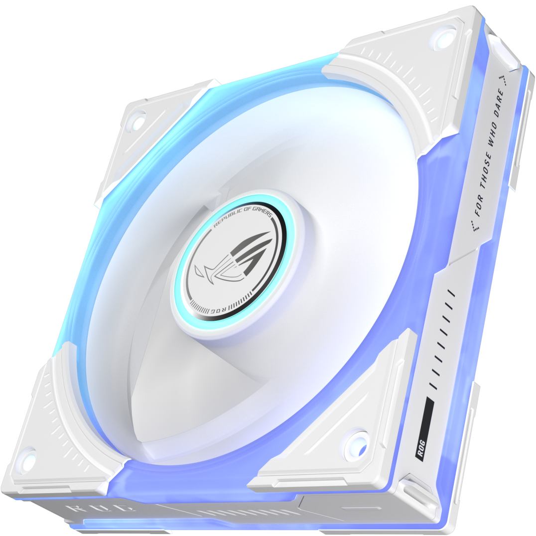 A large main feature product image of ASUS ROG Eurux GR120 ARGB 120mm PWM Fan (White)
