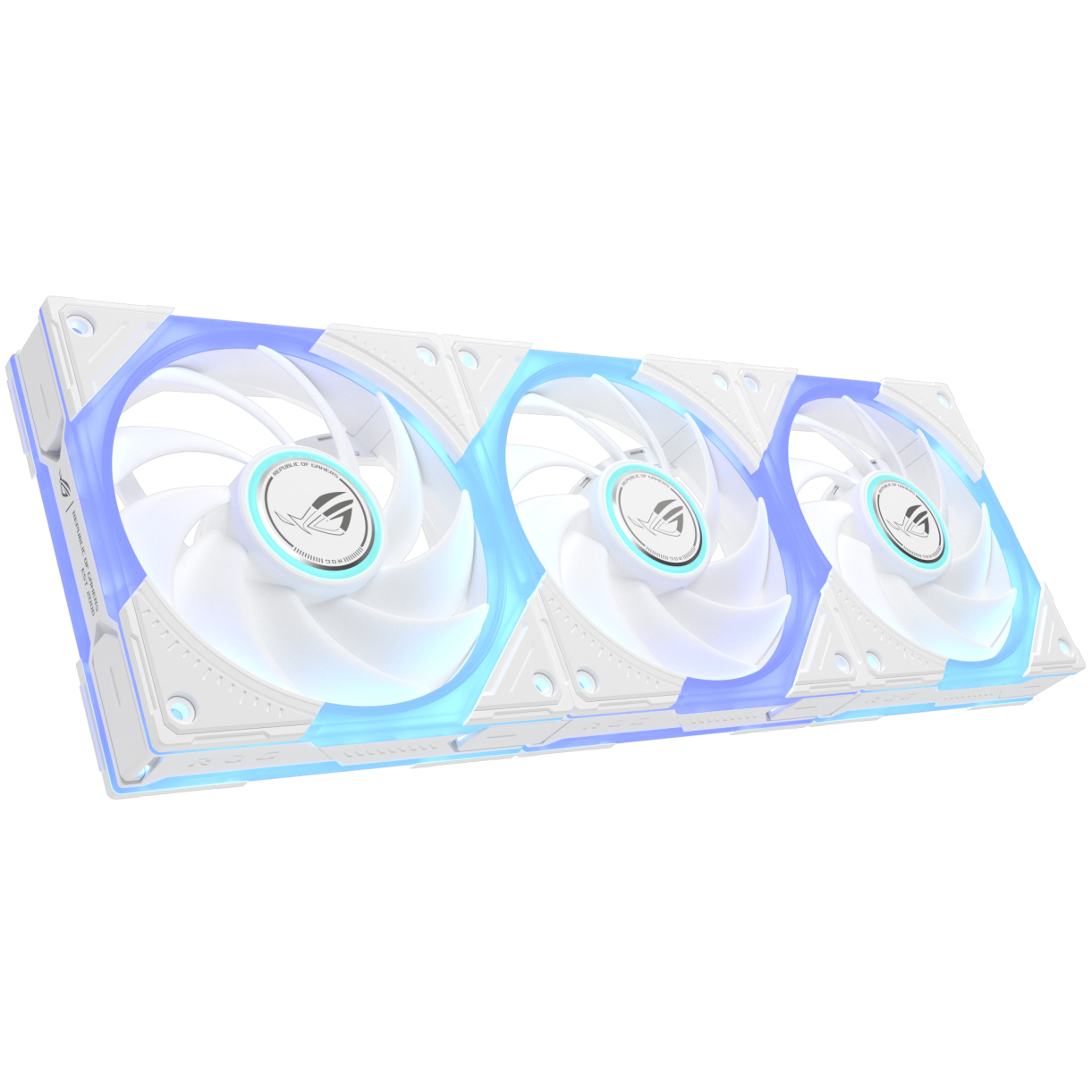 A large main feature product image of ASUS ROG Eurux GR120 ARGB 120mm PWM Fan 3-Pack- White