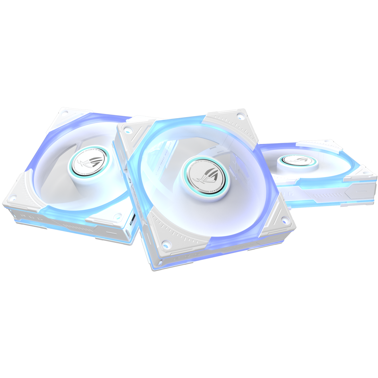 A large main feature product image of ASUS ROG Eurux GR120 ARGB 120mm PWM Fan 3-Pack- White