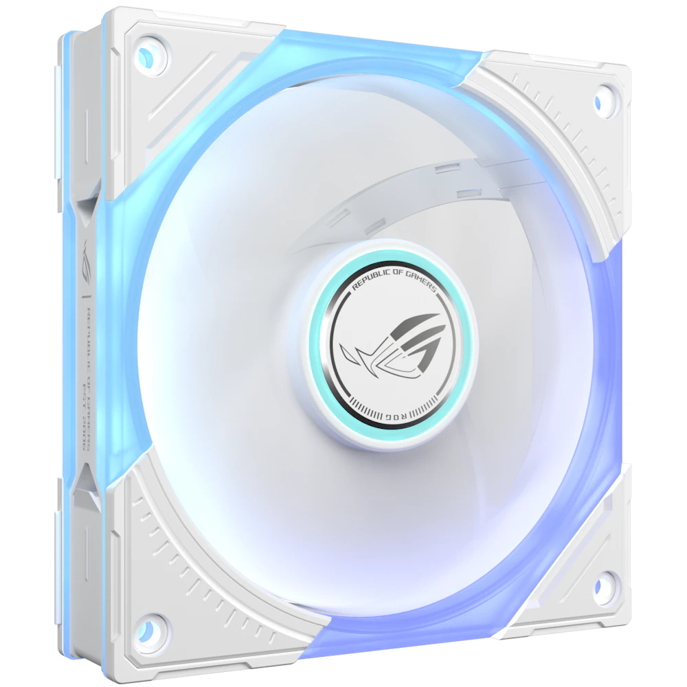 A large main feature product image of ASUS ROG Eurux GR120 ARGB 120mm PWM Fan 3-Pack- White