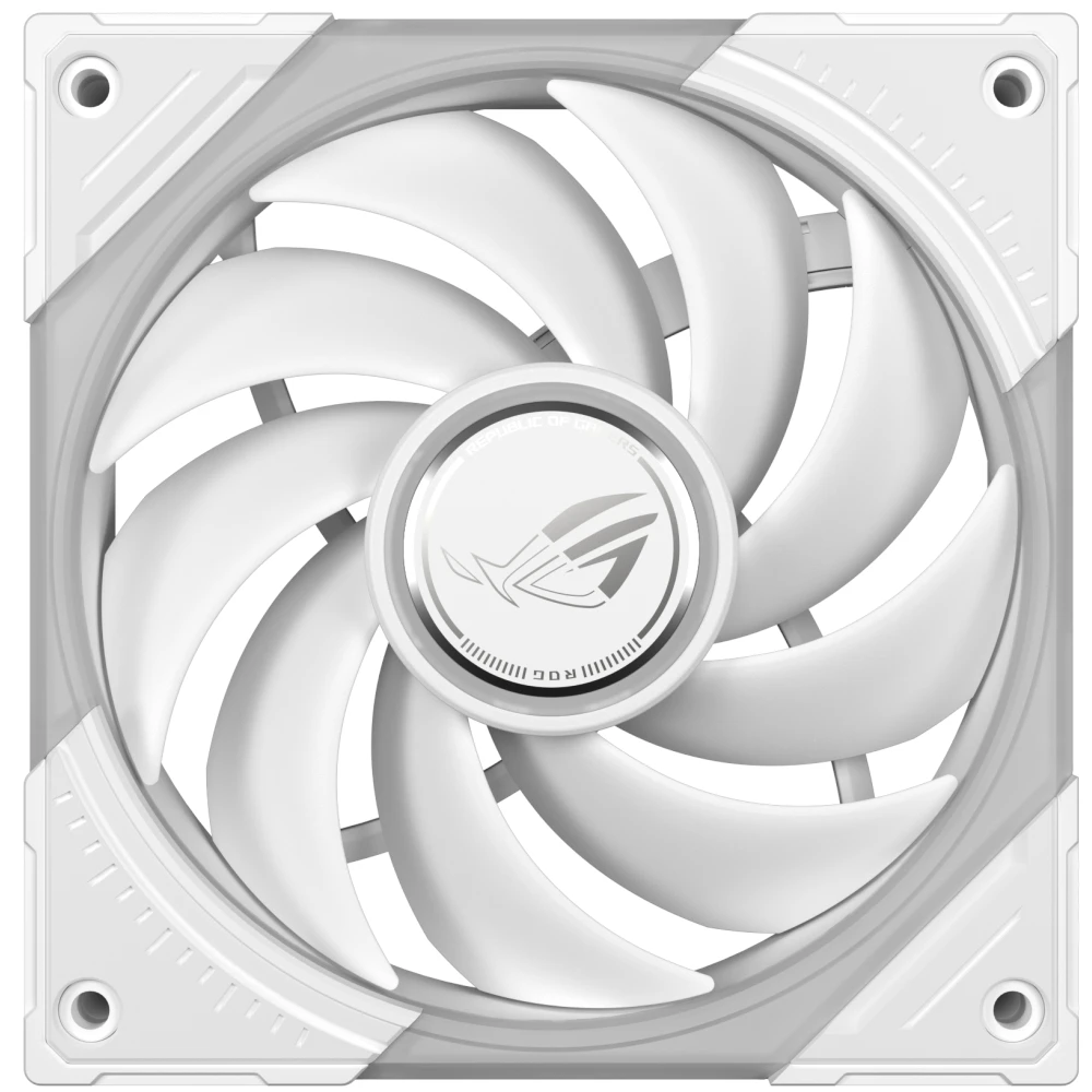A large main feature product image of ASUS ROG Eurux GR120 ARGB 120mm PWM Fan 3-Pack- White