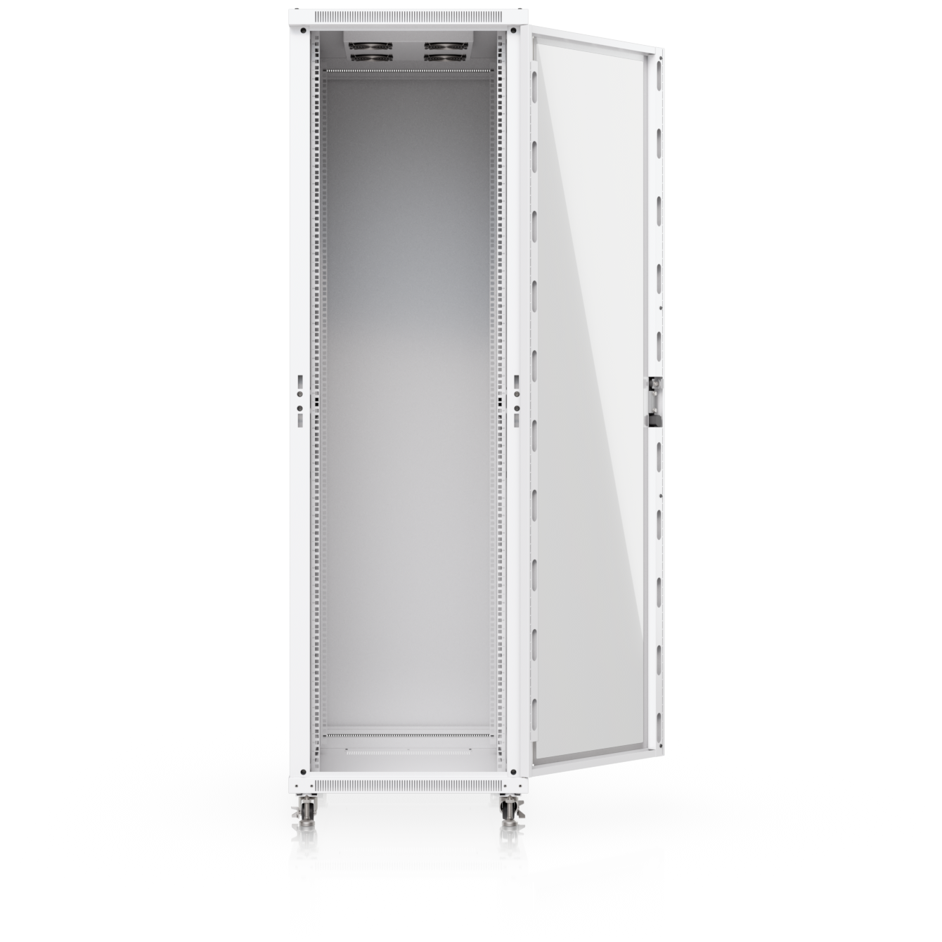 A large main feature product image of Ubiquiti UniFi 42U Rack Cabinet 1000mm (Tempered Glass Front Door)