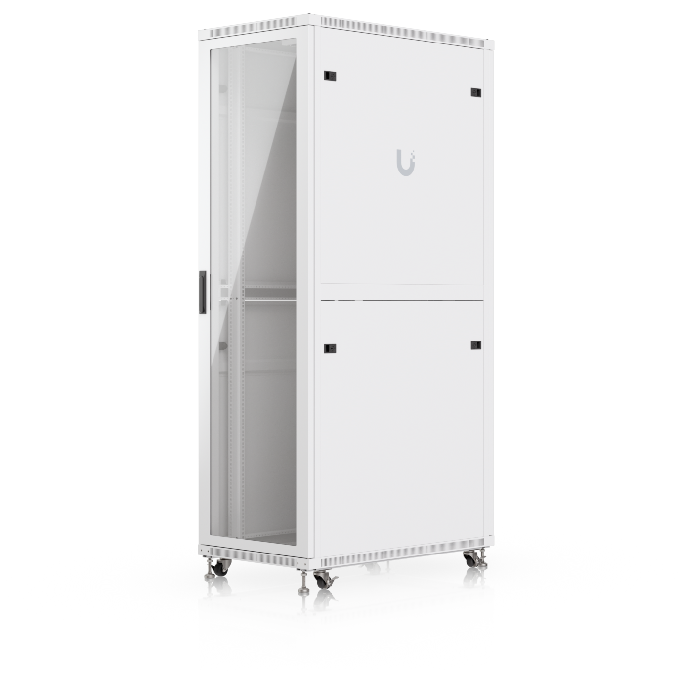 A large main feature product image of Ubiquiti UniFi 42U Rack Cabinet 1000mm (Tempered Glass Front Door)