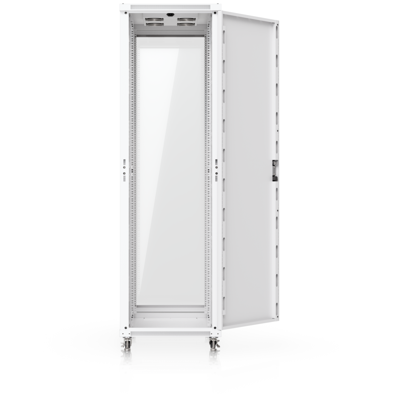 A large main feature product image of Ubiquiti UniFi 42U Rack Cabinet 1000mm (Tempered Glass Front Door)