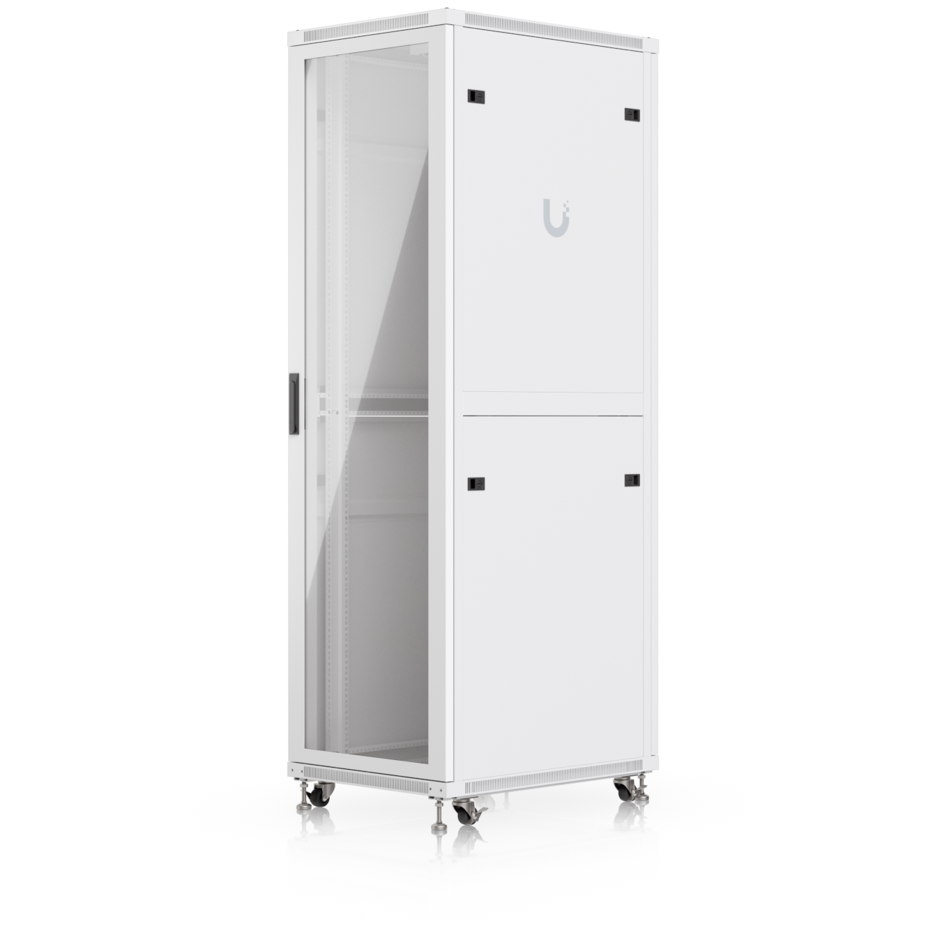 A large main feature product image of Ubiquiti UniFi 42U Rack Cabinet 800mm (Tempered Glass Front Door)
