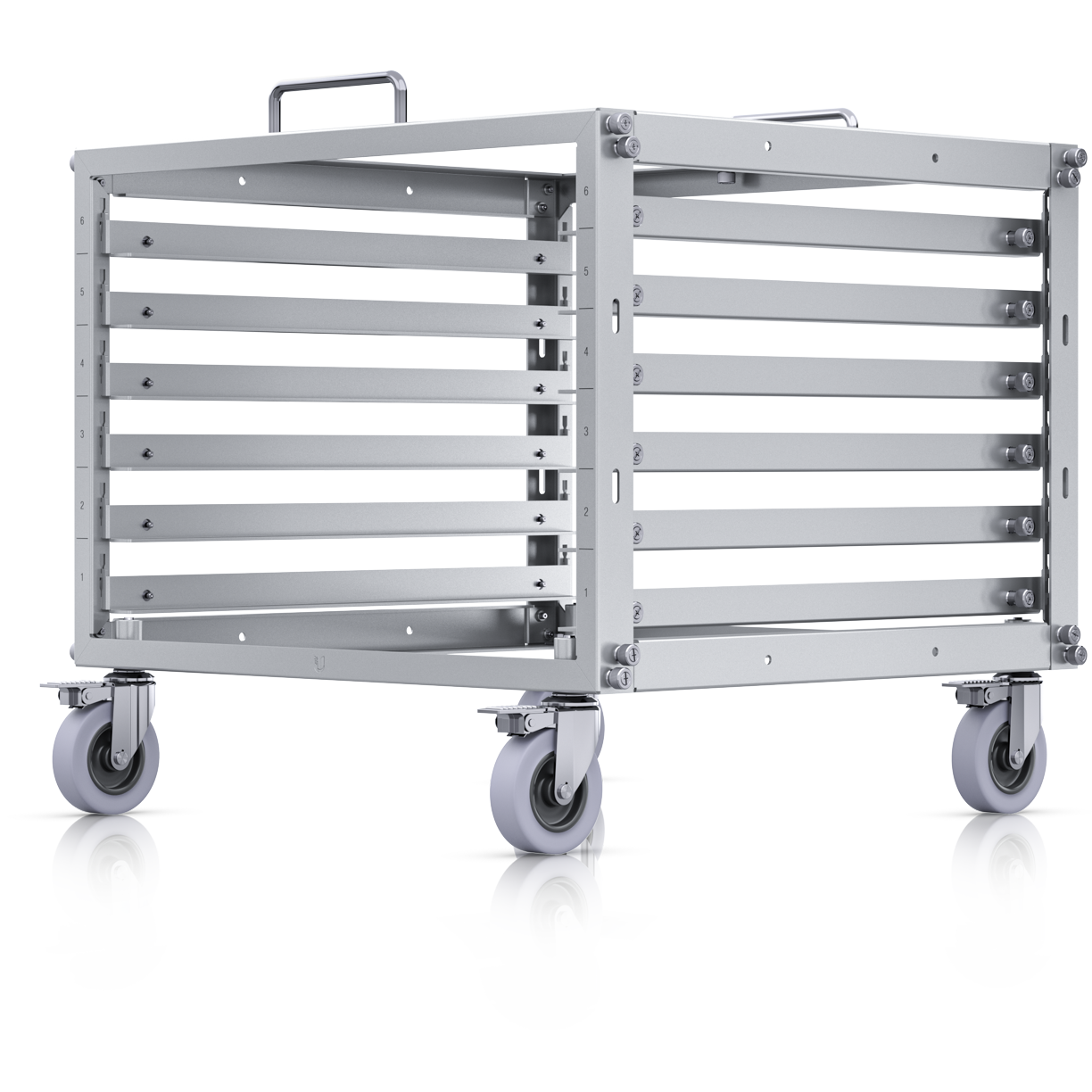 A large main feature product image of Ubiquiti UniFi 6U Toolless Mini Rack