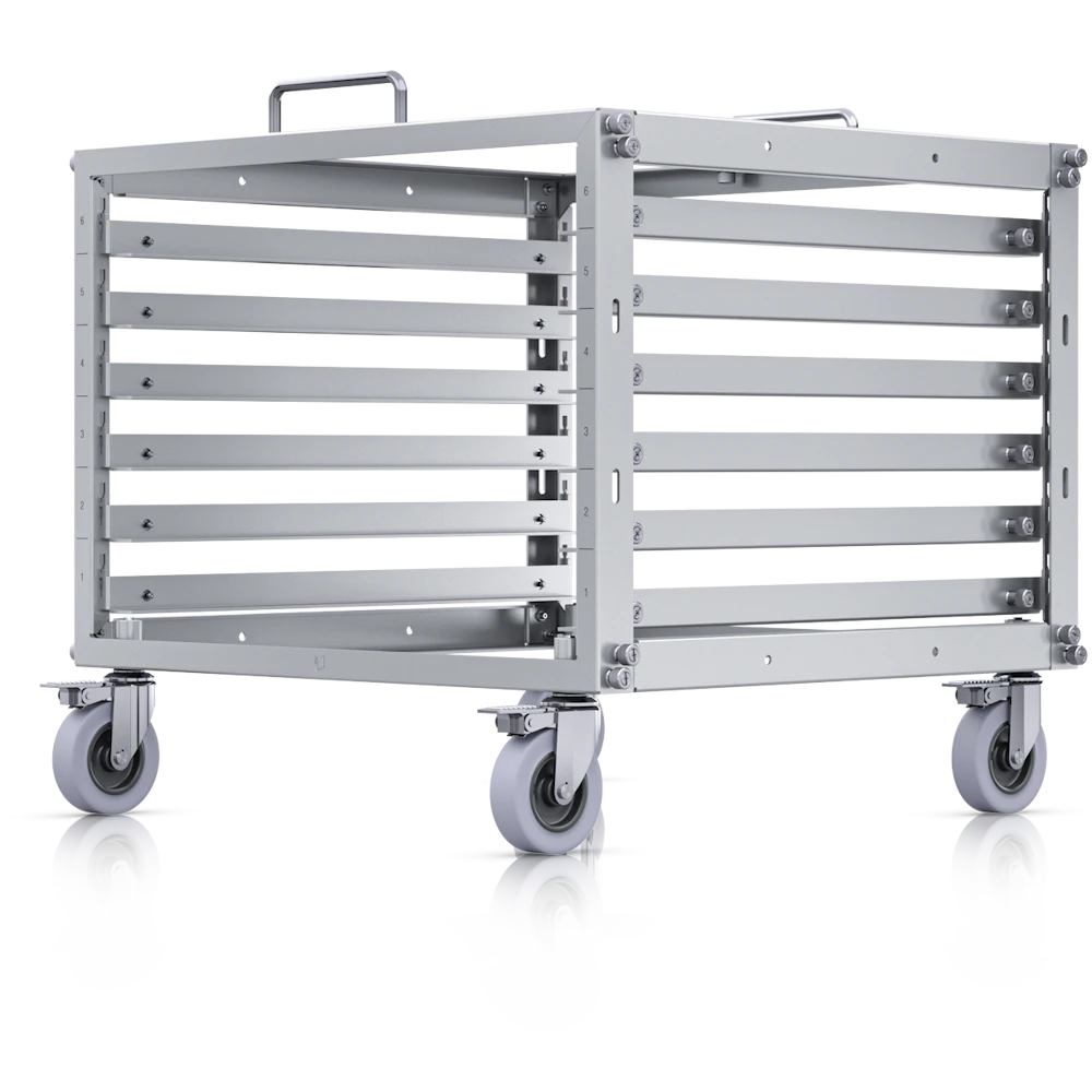 A large main feature product image of Ubiquiti UniFi 6U Toolless Mini Rack