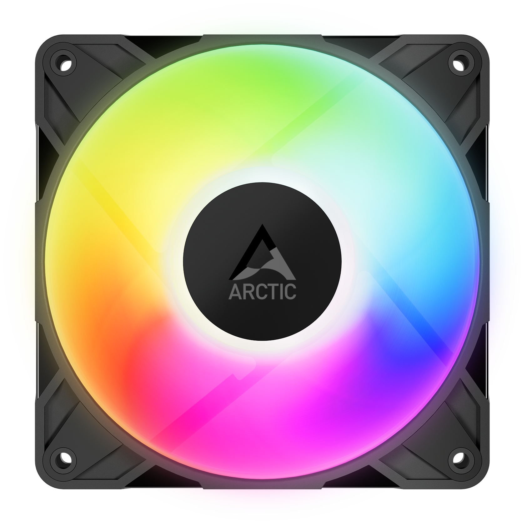 A large main feature product image of EX-DEMO ARCTIC P12 Pro ARGB 120mm Performance PWM Fan 3-Pack (Black)