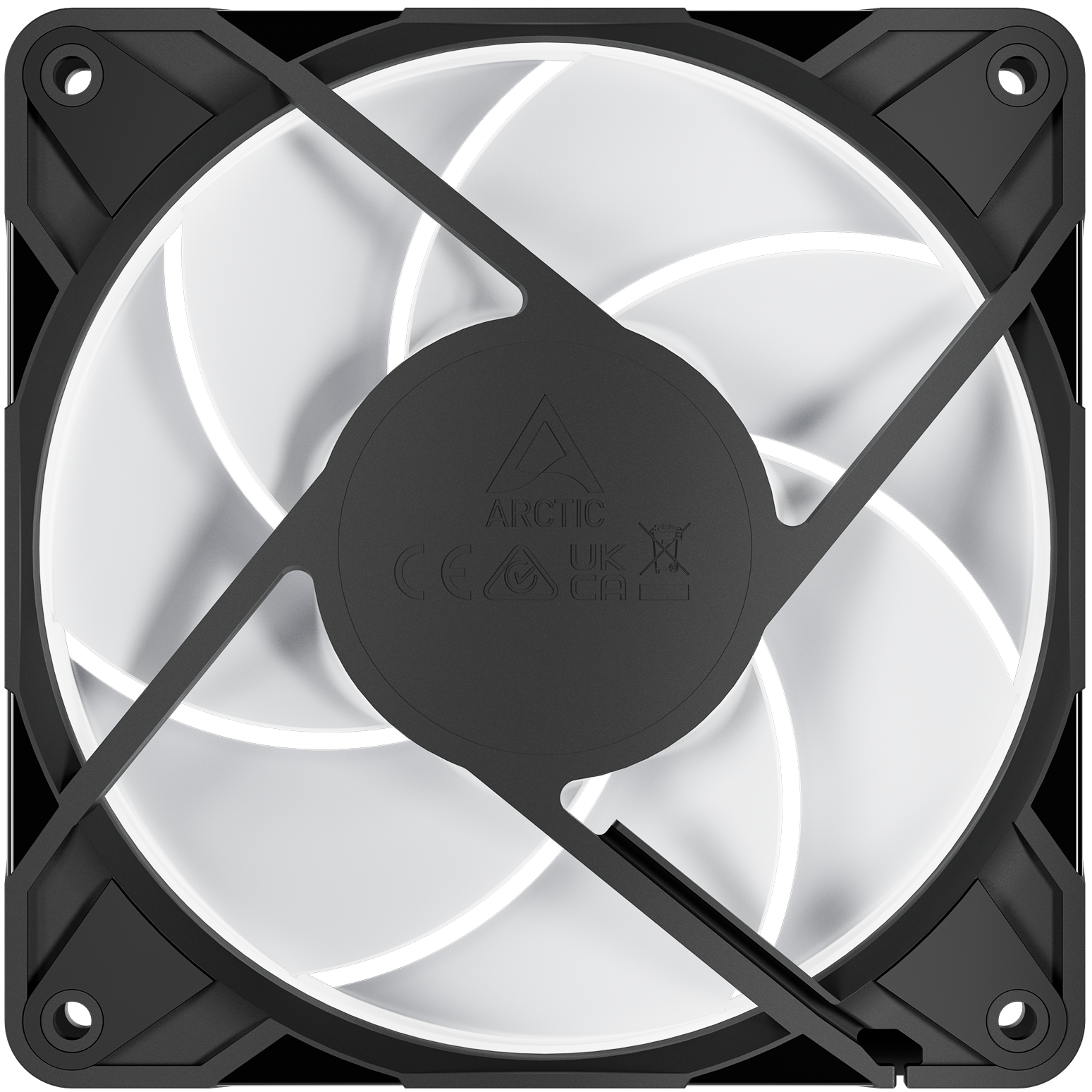 A large main feature product image of EX-DEMO ARCTIC P12 Pro ARGB 120mm Performance PWM Fan 3-Pack (Black)