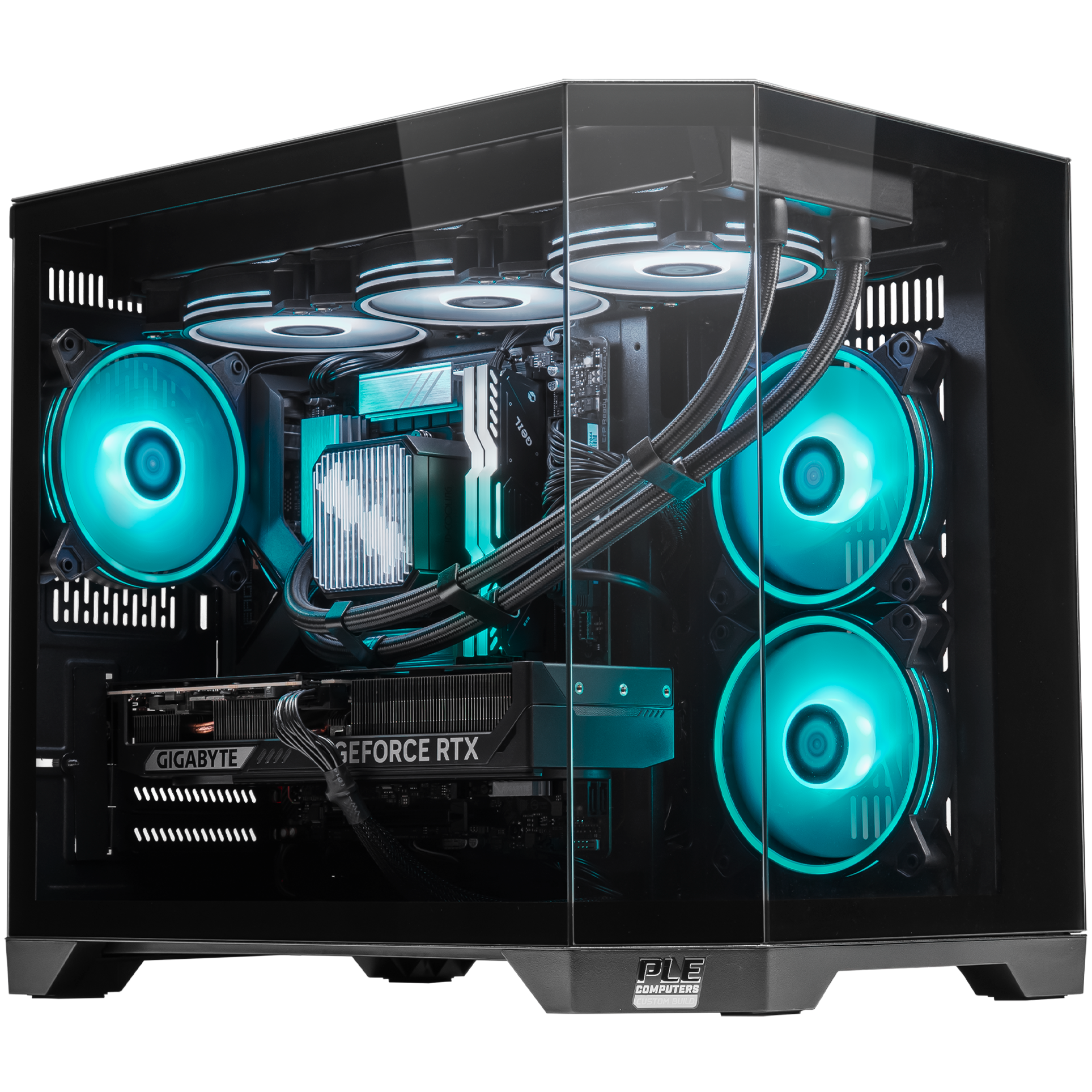 A large main feature product image of PLE Astral RTX 5070 Prebuilt Ready To Go Gaming PC