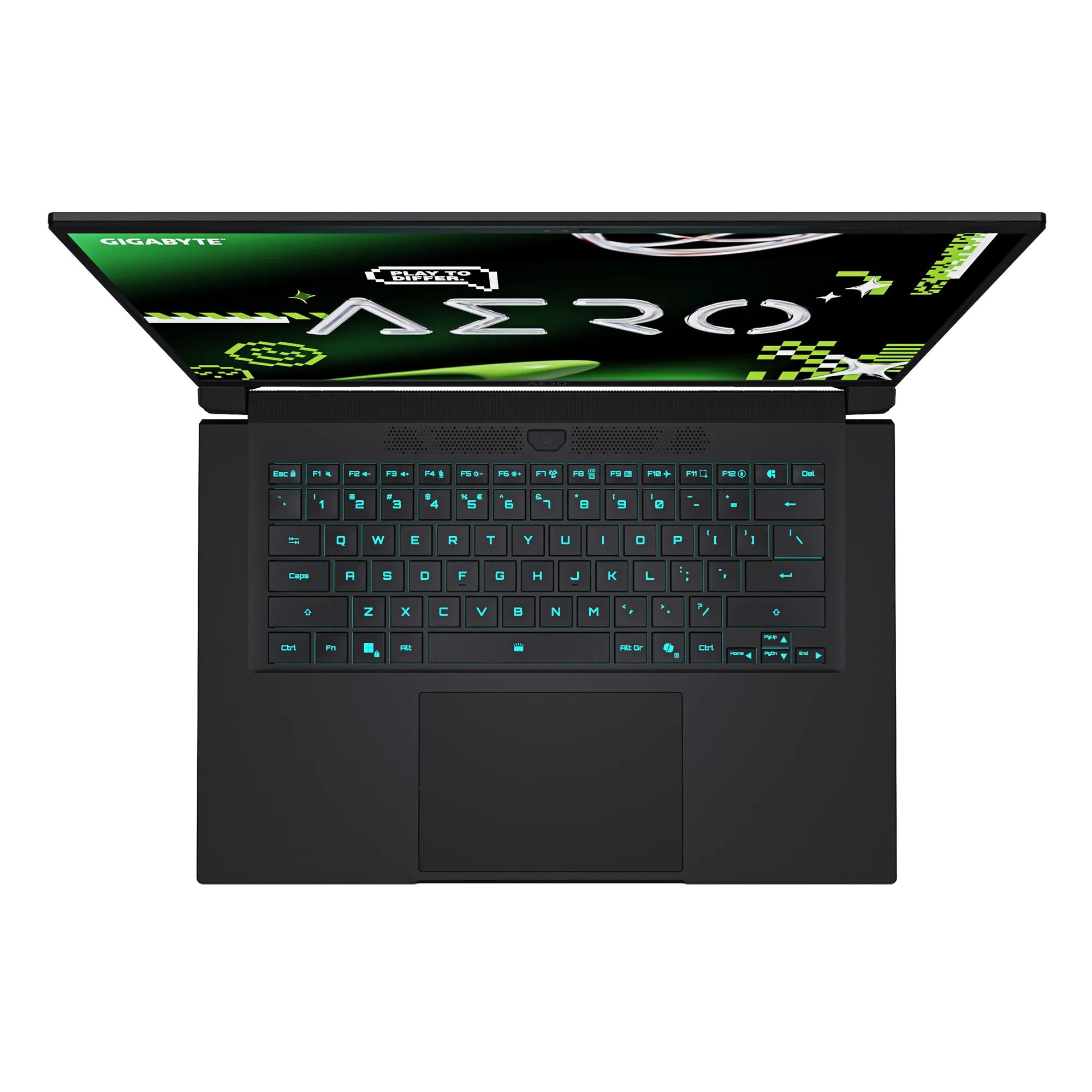 A large main feature product image of EX-DEMO Gigabyte AERO X16 (1VH) - 16" 165Hz, Ryzen AI 7 350, RTX 5060, 16GB/1TB - Win 11 Notebook (Grey)