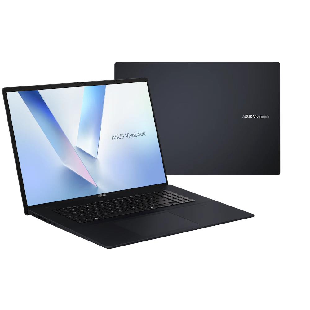 A large main feature product image of EX-DEMO ASUS Vivobook 18 (M1807) - 18" Ryzen 7 260, 16GB/1TB - Win 11 AI Notebook