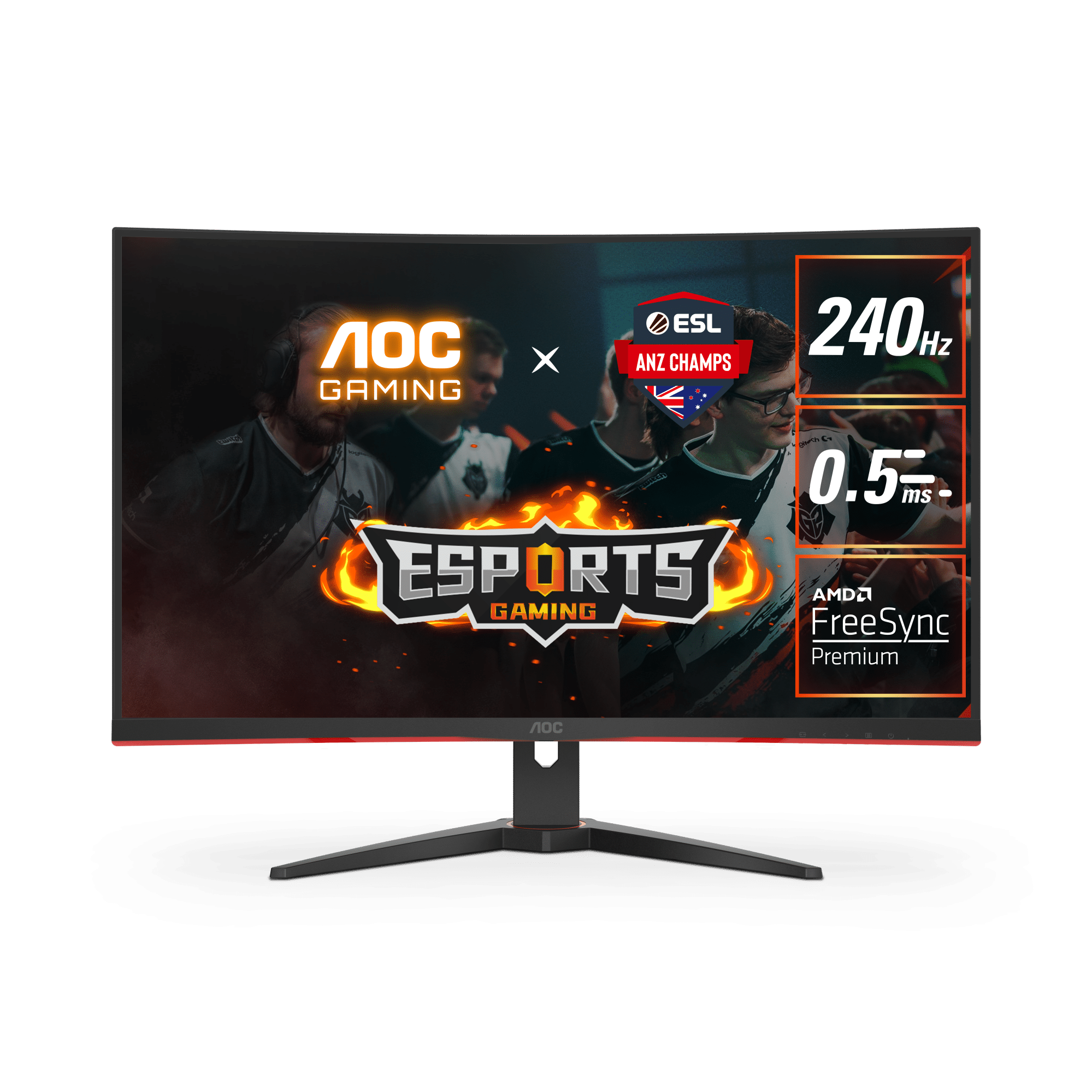 A large main feature product image of EX-DEMO AOC Gaming C32G2ZE - 32" Curved 1080p 240Hz VA Monitor
